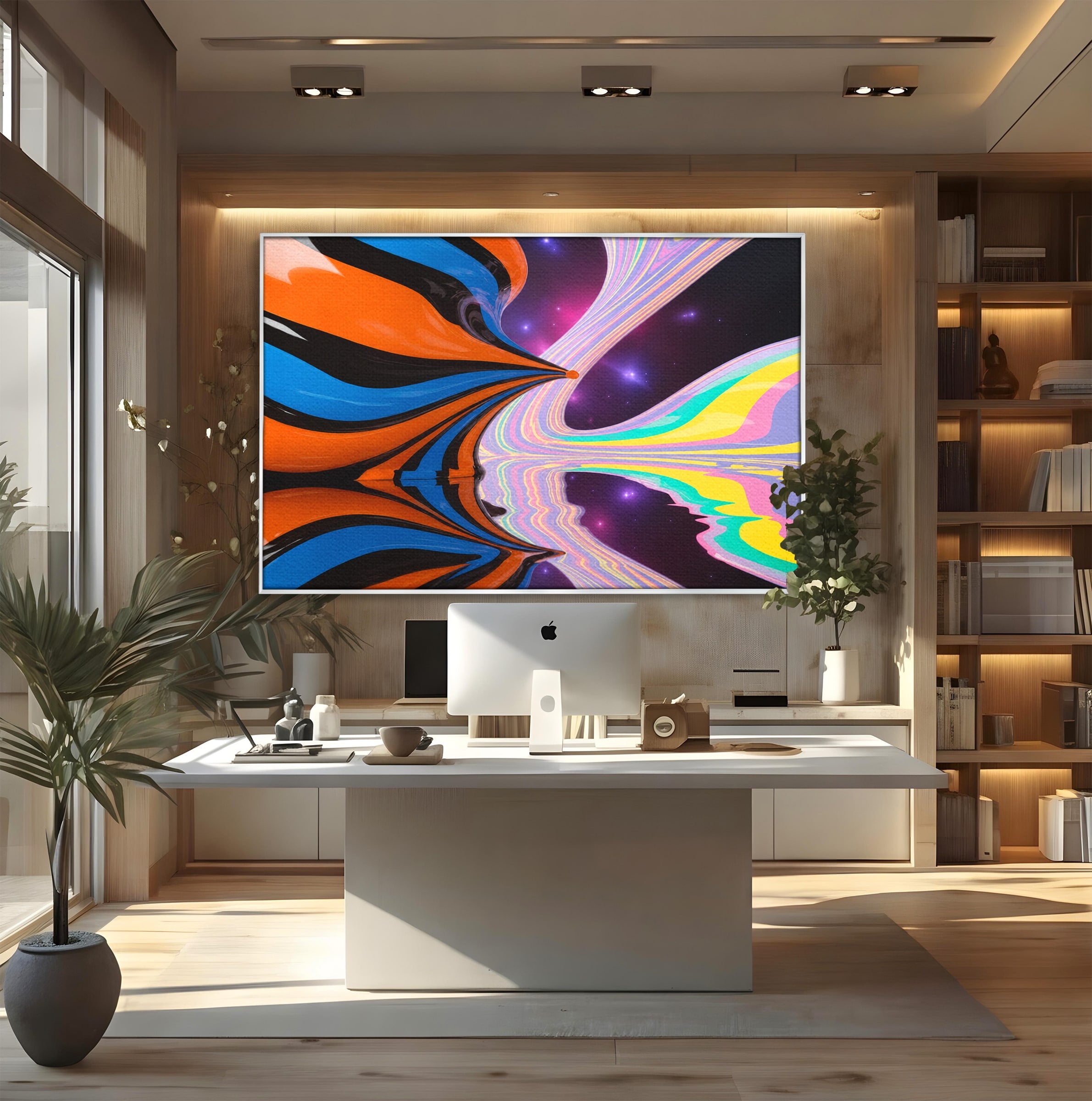 Tablou Canvas Premium LuxCanva® C1321, Universul Curcubeu, Abstract, Spatiu, Curcubeu, Living, Modern, Culori Vibrante