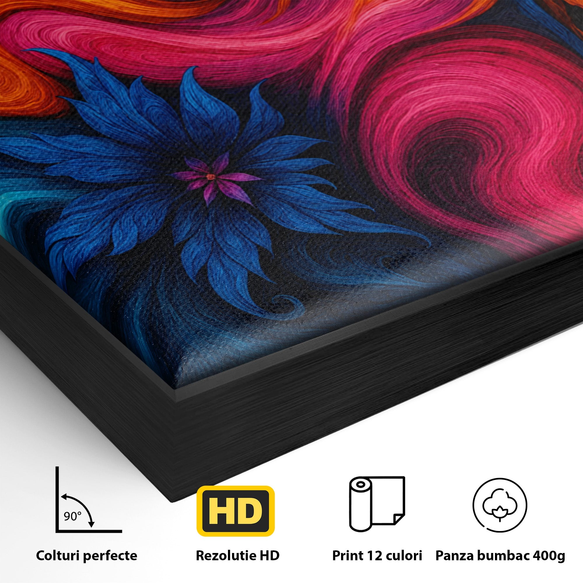 Tablou Canvas Premium LuxCanva® C1322, Flori In Vortex, Flori, Abstract, Vortex, Energetic, Living, Culori Vibrante