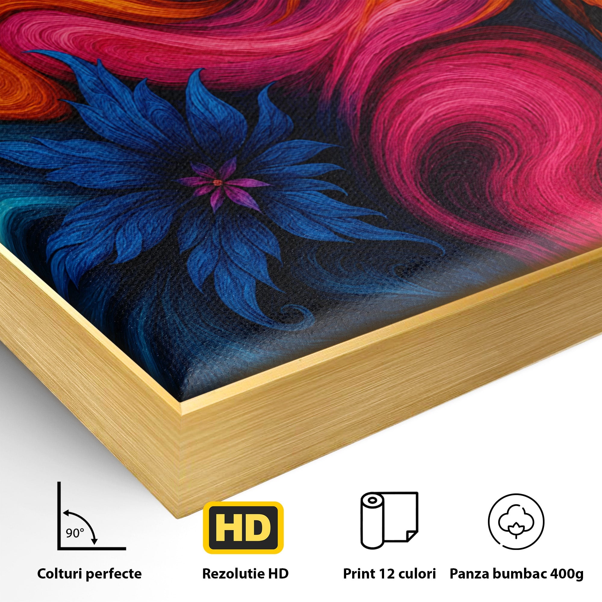 Tablou Canvas Premium LuxCanva® C1322, Flori In Vortex, Flori, Abstract, Vortex, Energetic, Living, Culori Vibrante