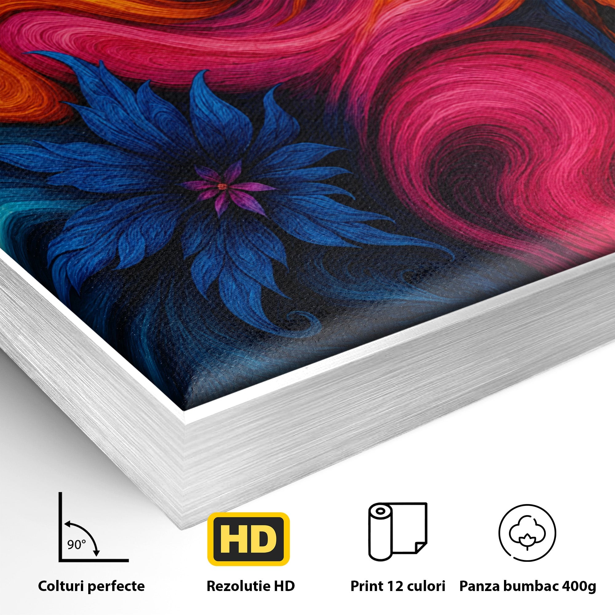 Tablou Canvas Premium LuxCanva® C1322, Flori In Vortex, Flori, Abstract, Vortex, Energetic, Living, Culori Vibrante