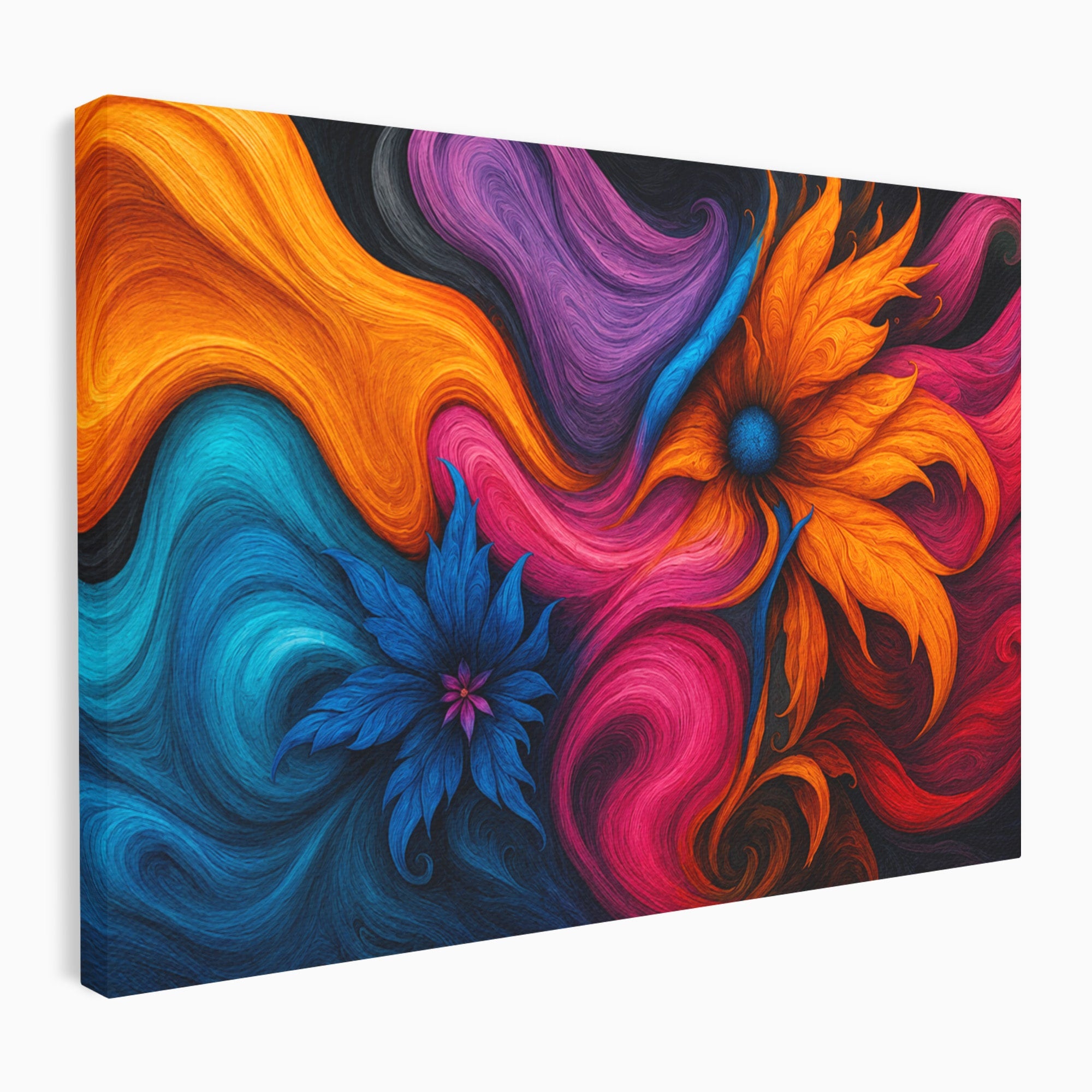 Tablou Canvas Premium LuxCanva® C1322, Flori In Vortex, Flori, Abstract, Vortex, Energetic, Living, Culori Vibrante