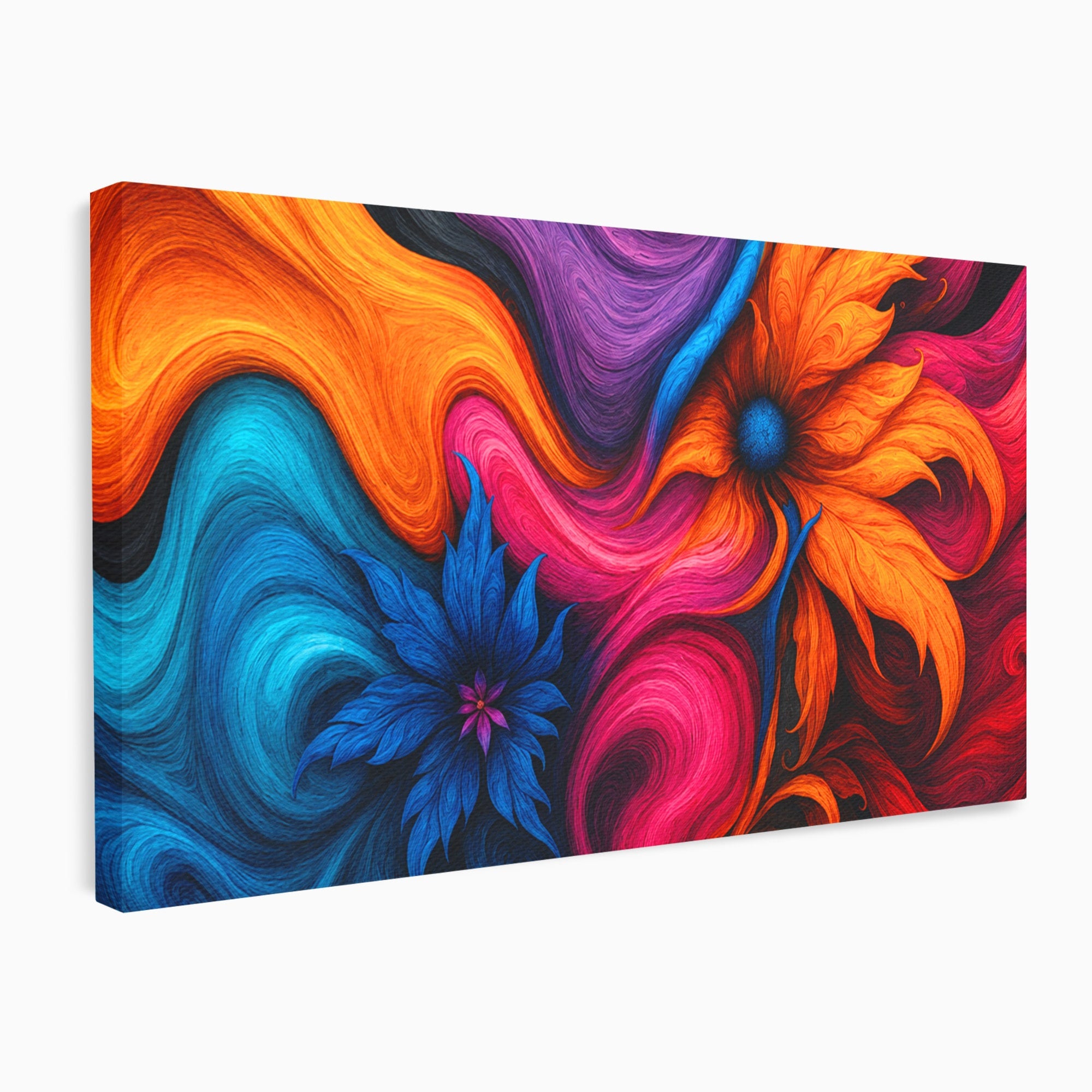 Tablou Canvas Premium LuxCanva® C1322, Flori In Vortex, Flori, Abstract, Vortex, Energetic, Living, Culori Vibrante