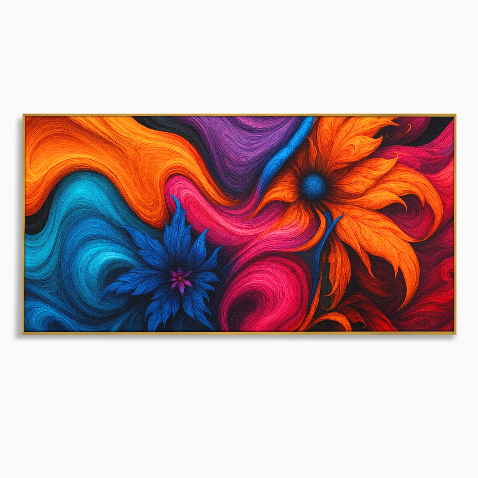 Tablou Canvas Premium LuxCanva® C1322, Flori In Vortex, Flori, Abstract, Vortex, Energetic, Living, Culori Vibrante