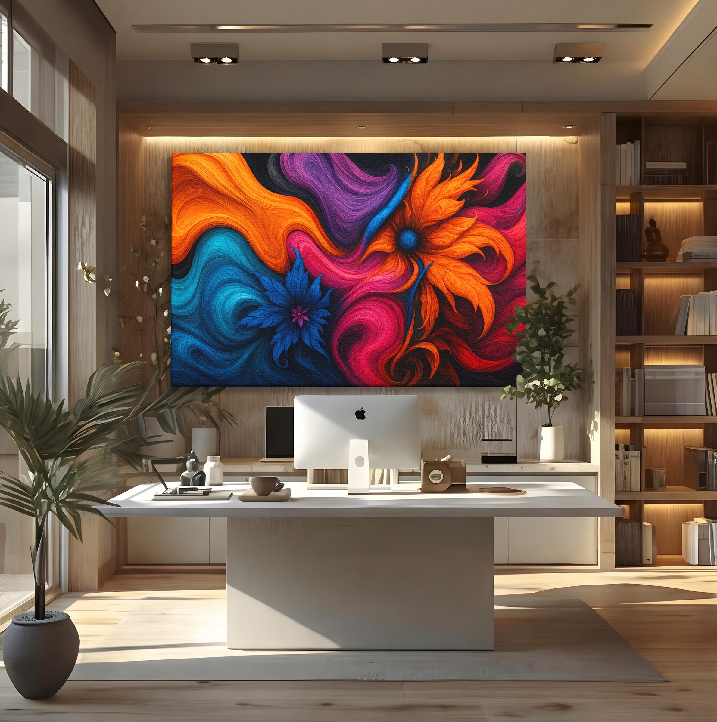 Tablou Canvas Premium LuxCanva® C1322, Flori In Vortex, Flori, Abstract, Vortex, Energetic, Living, Culori Vibrante