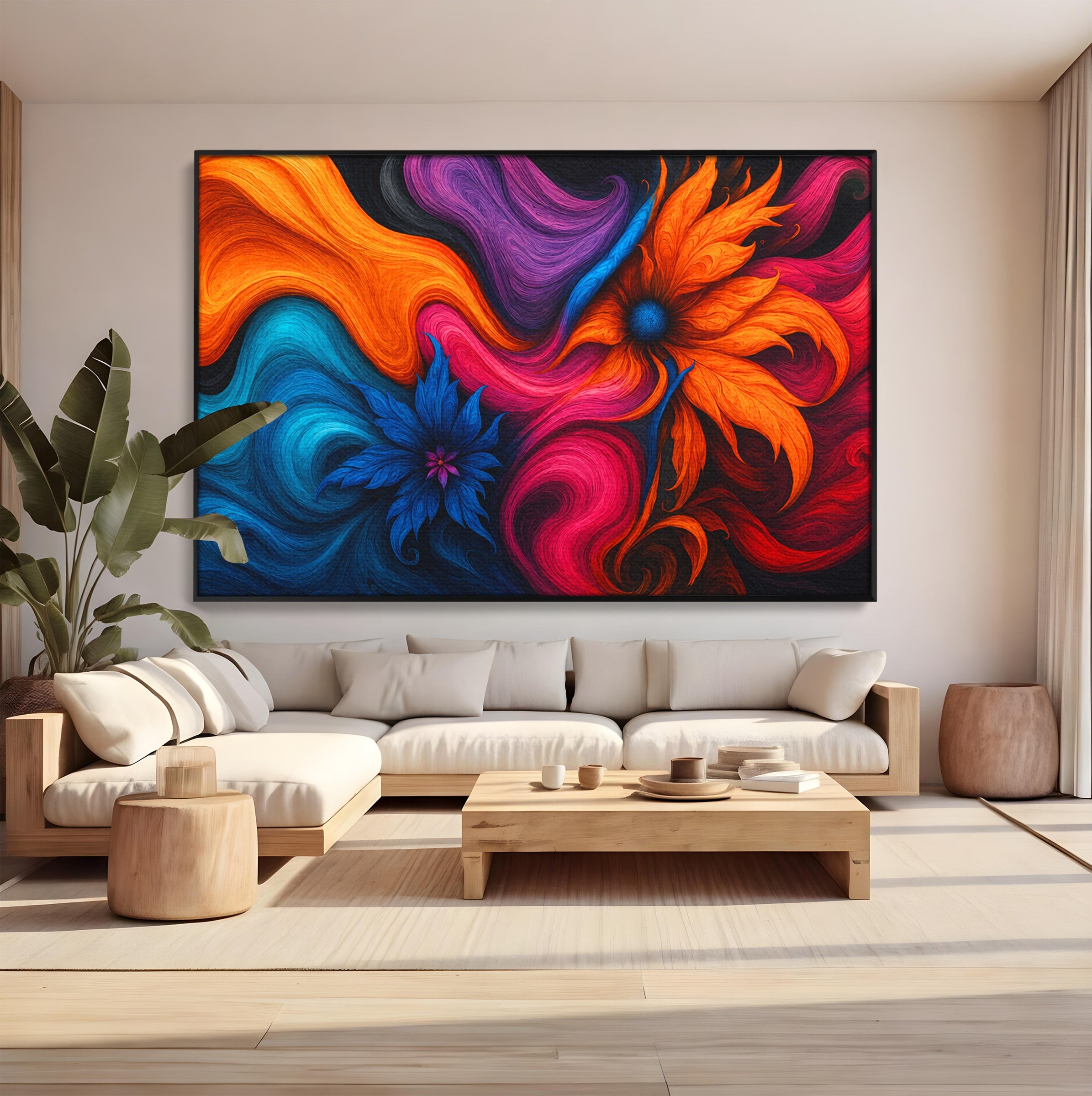 Tablou Canvas Premium LuxCanva® C1322, Flori In Vortex, Flori, Abstract, Vortex, Energetic, Living, Culori Vibrante