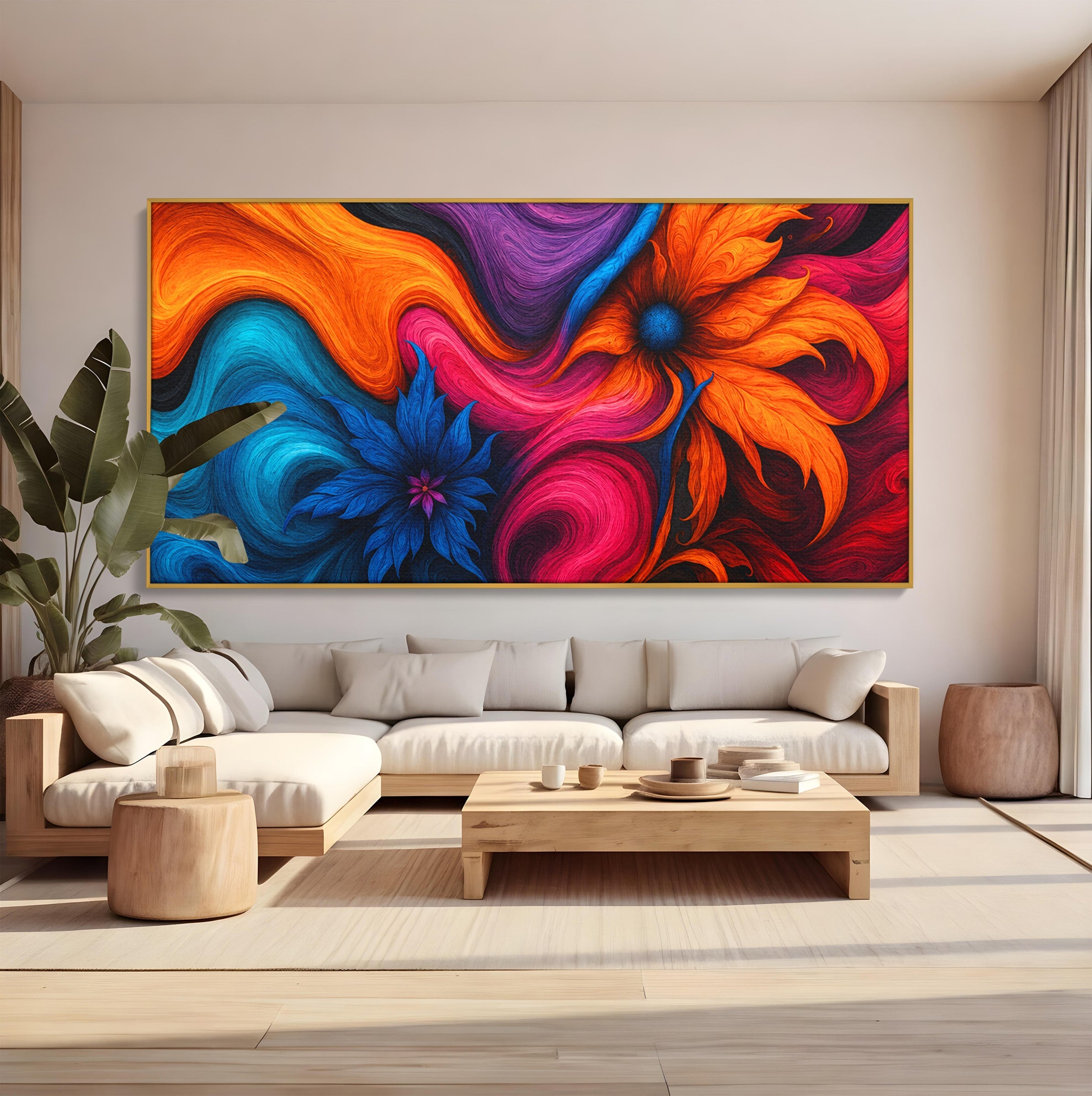Tablou Canvas Premium LuxCanva® C1322, Flori In Vortex, Flori, Abstract, Vortex, Energetic, Living, Culori Vibrante
