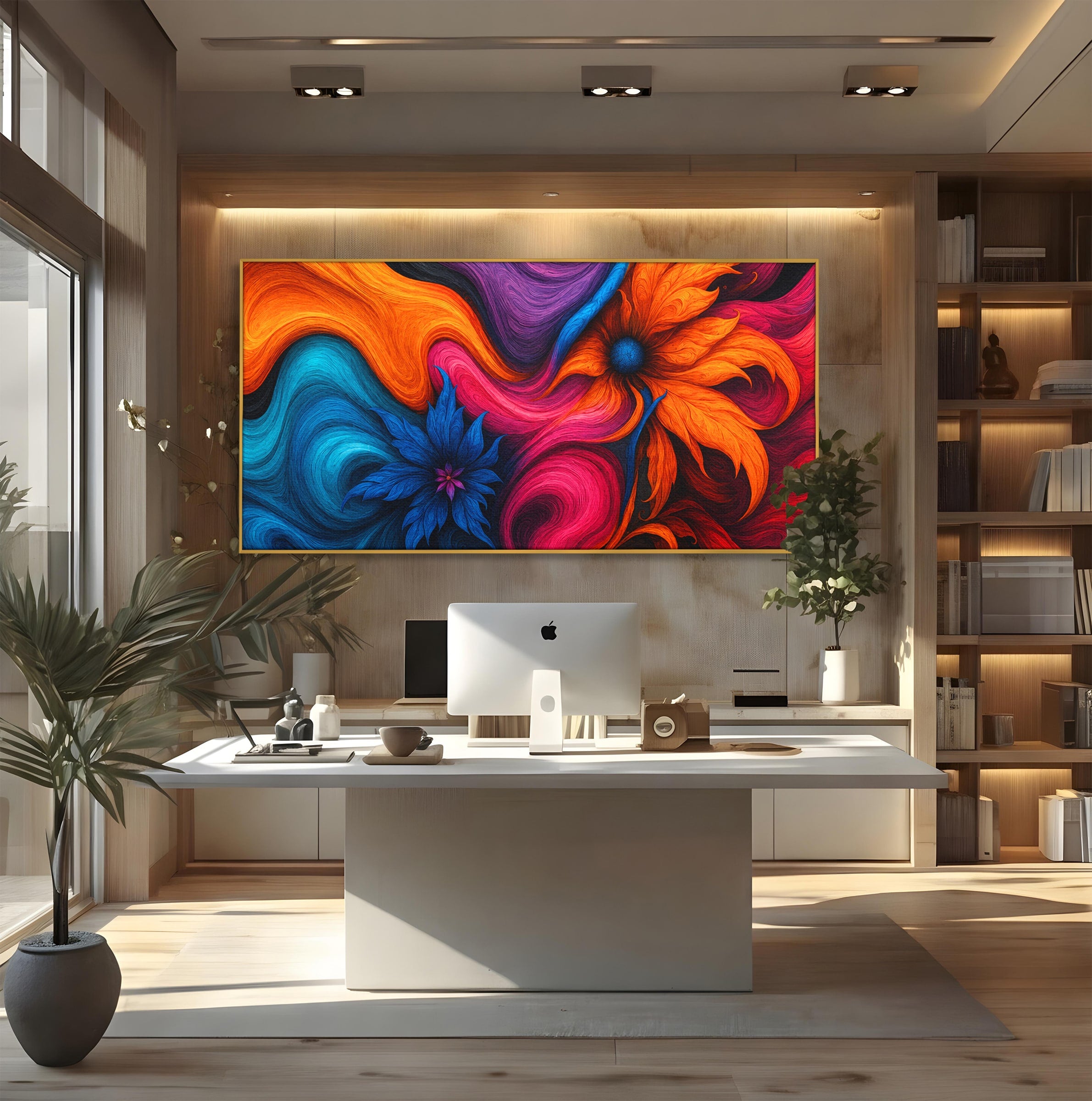 Tablou Canvas Premium LuxCanva® C1322, Flori In Vortex, Flori, Abstract, Vortex, Energetic, Living, Culori Vibrante