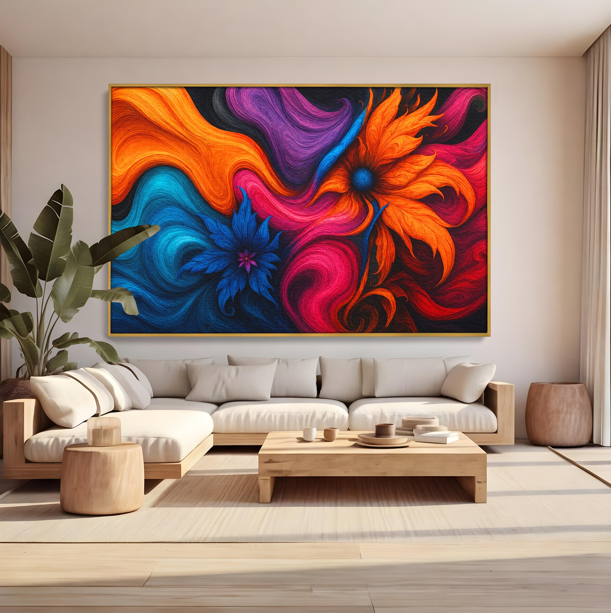 Tablou Canvas Premium LuxCanva® C1322, Flori In Vortex, Flori, Abstract, Vortex, Energetic, Living, Culori Vibrante
