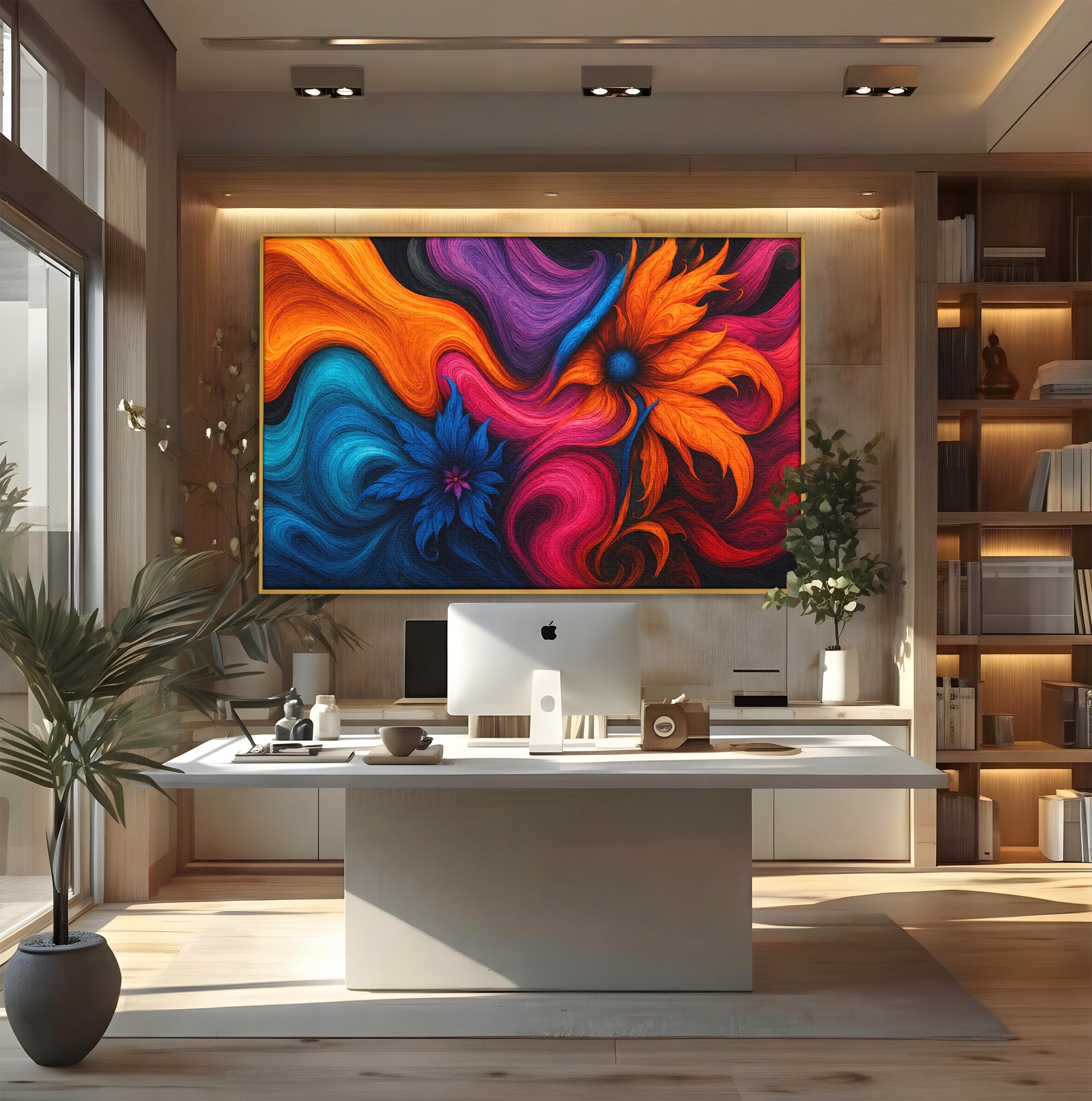 Tablou Canvas Premium LuxCanva® C1322, Flori In Vortex, Flori, Abstract, Vortex, Energetic, Living, Culori Vibrante