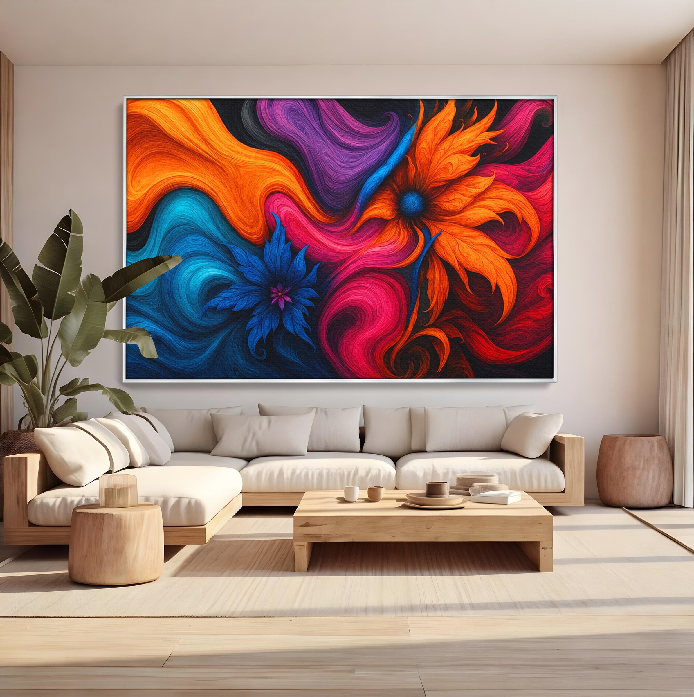 Tablou Canvas Premium LuxCanva® C1322, Flori In Vortex, Flori, Abstract, Vortex, Energetic, Living, Culori Vibrante