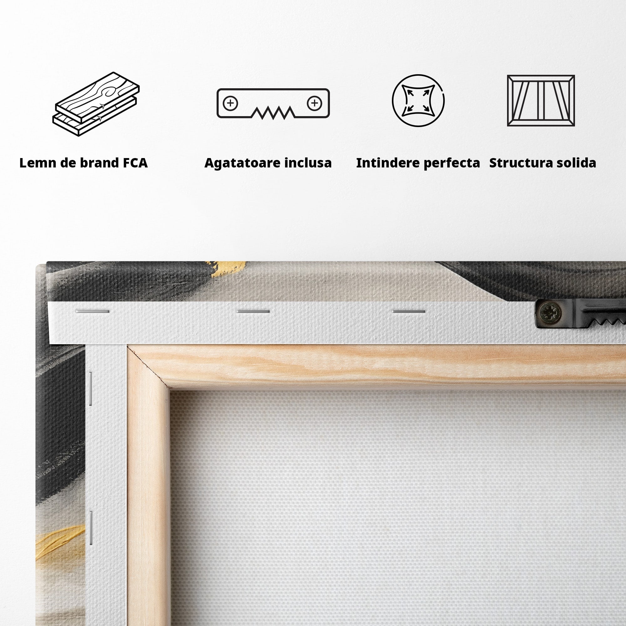 Tablou Canvas Premium LuxCanva® C1325, Fluiditate Aurie, Abstract, Modern, Eleganta, Living, Dormitor, Culori Vibrante