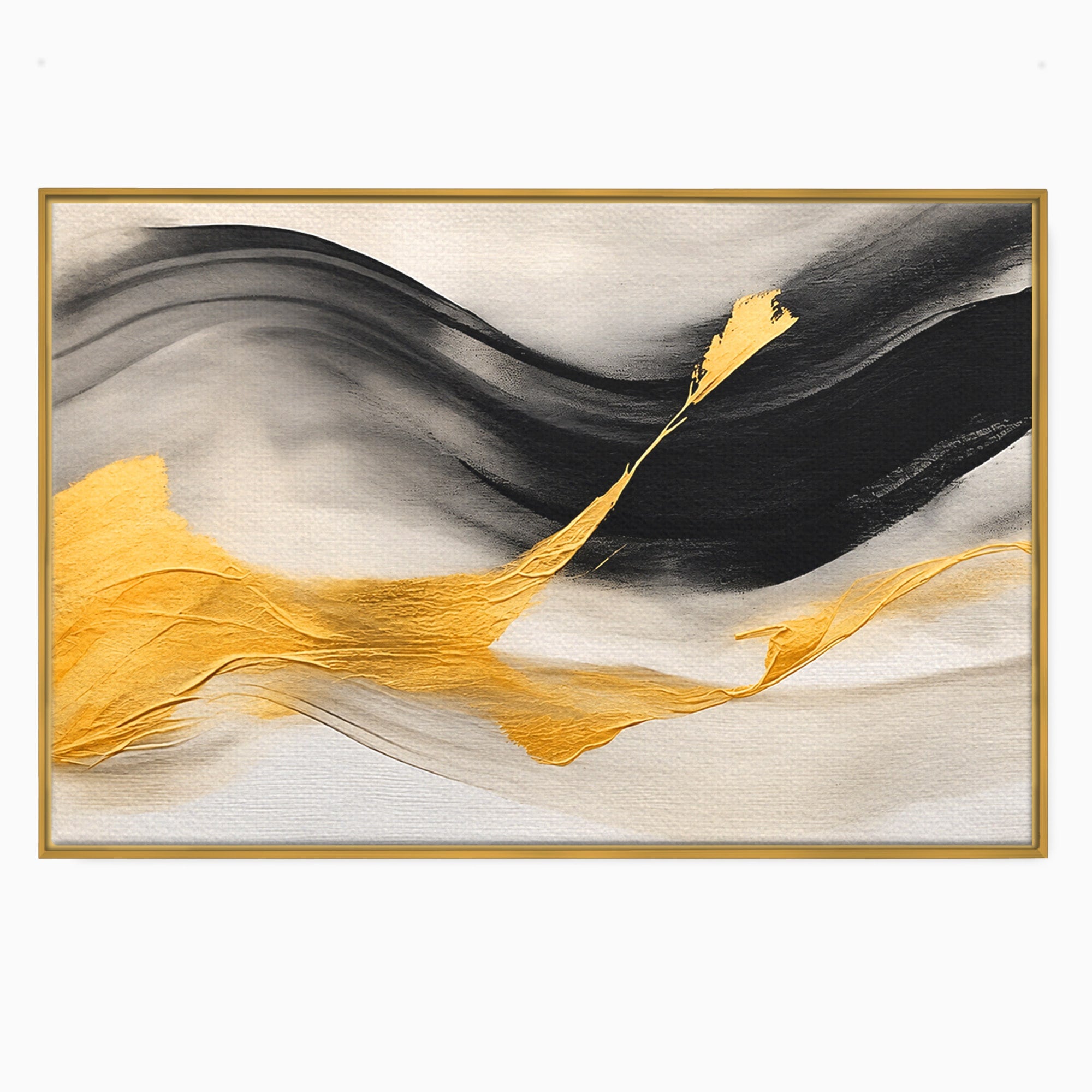 Tablou Canvas Premium LuxCanva® C1325, Fluiditate Aurie, Abstract, Modern, Eleganta, Living, Dormitor, Culori Vibrante