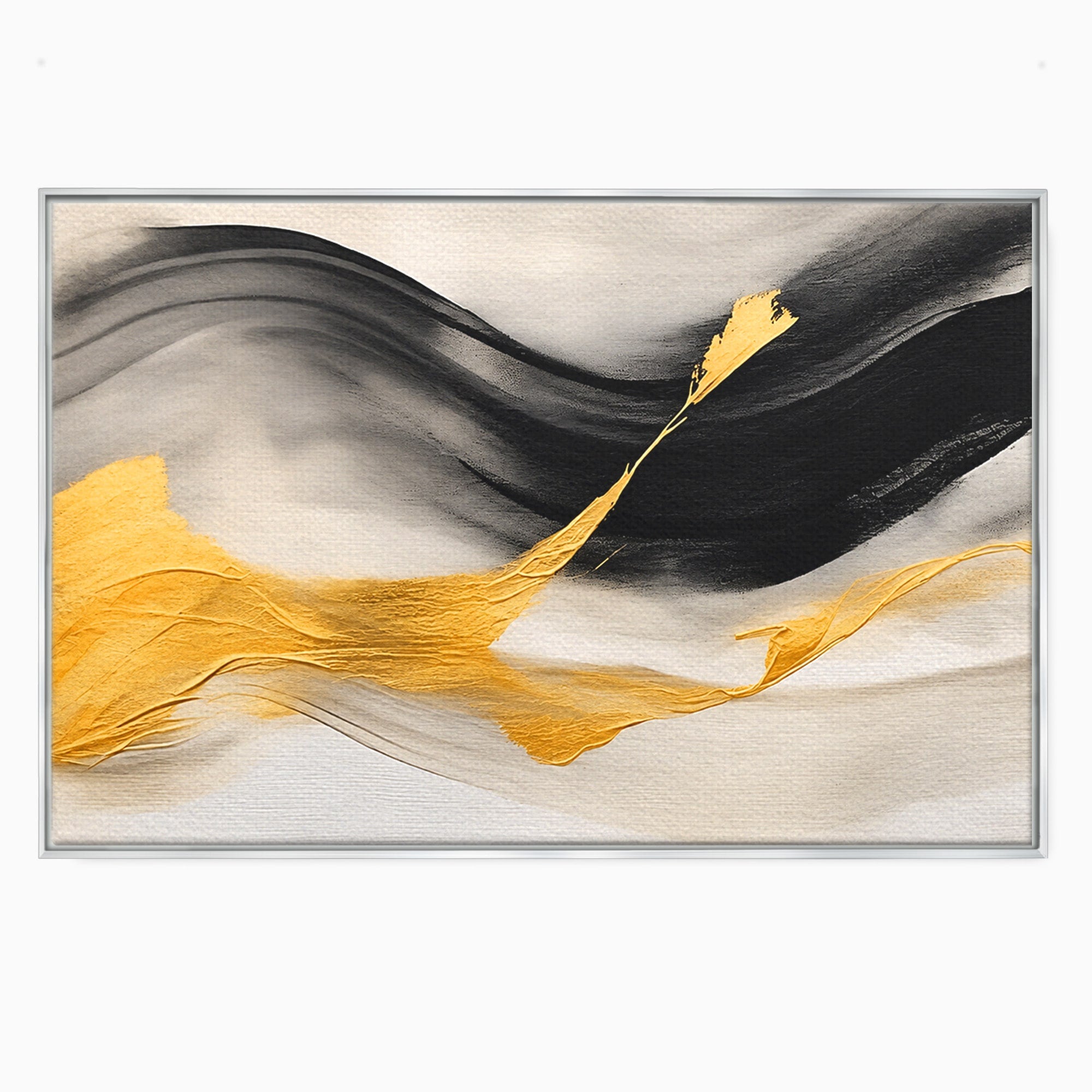 Tablou Canvas Premium LuxCanva® C1325, Fluiditate Aurie, Abstract, Modern, Eleganta, Living, Dormitor, Culori Vibrante