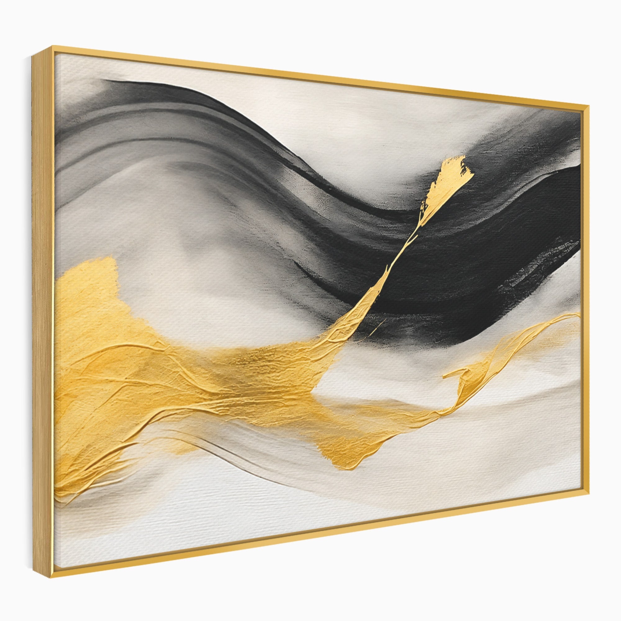 Tablou Canvas Premium LuxCanva® C1325, Fluiditate Aurie, Abstract, Modern, Eleganta, Living, Dormitor, Culori Vibrante