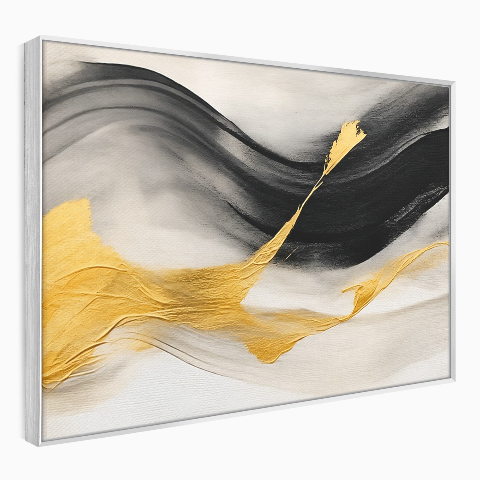 Tablou Canvas Premium LuxCanva® C1325, Fluiditate Aurie, Abstract, Modern, Eleganta, Living, Dormitor, Culori Vibrante