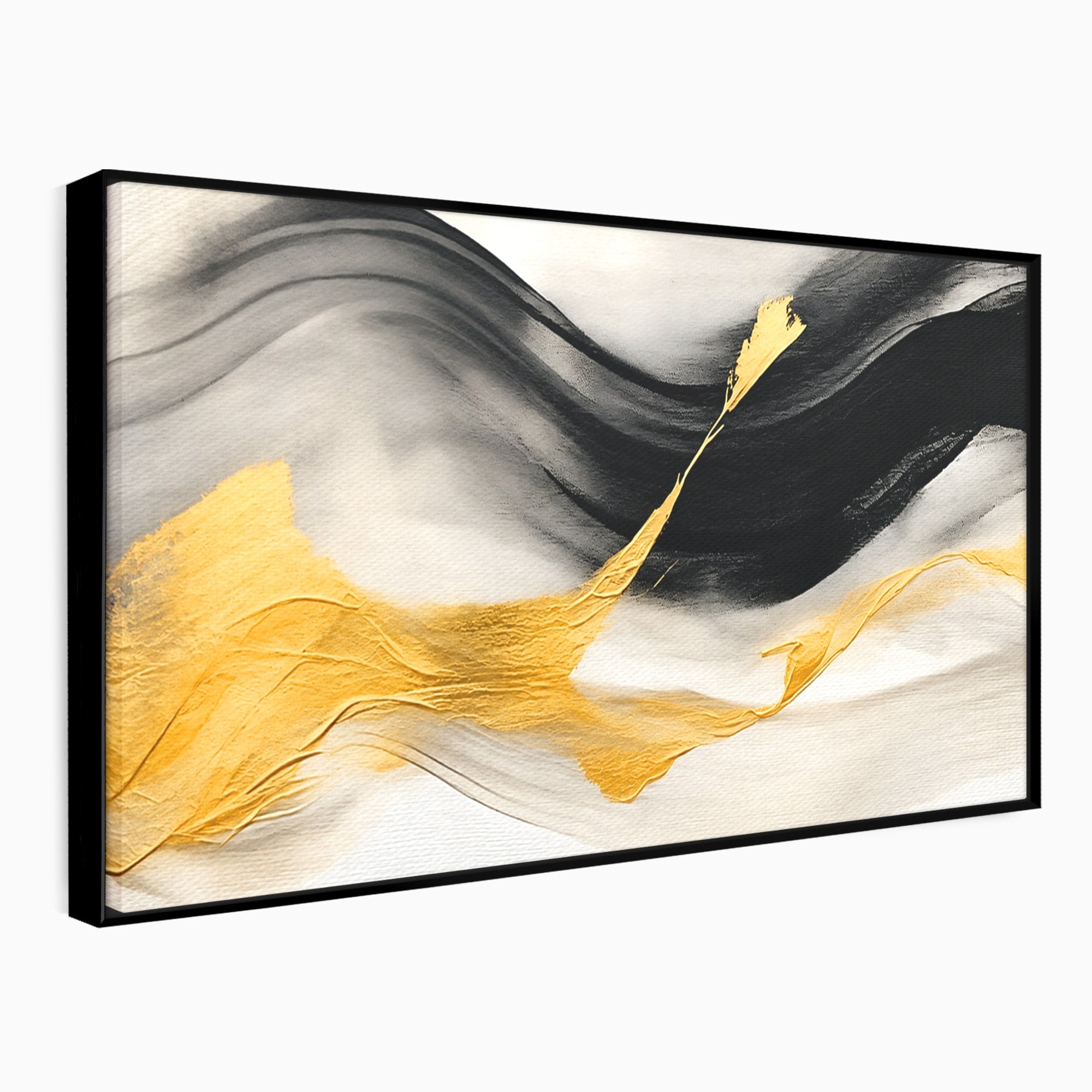 Tablou Canvas Premium LuxCanva® C1325, Fluiditate Aurie, Abstract, Modern, Eleganta, Living, Dormitor, Culori Vibrante