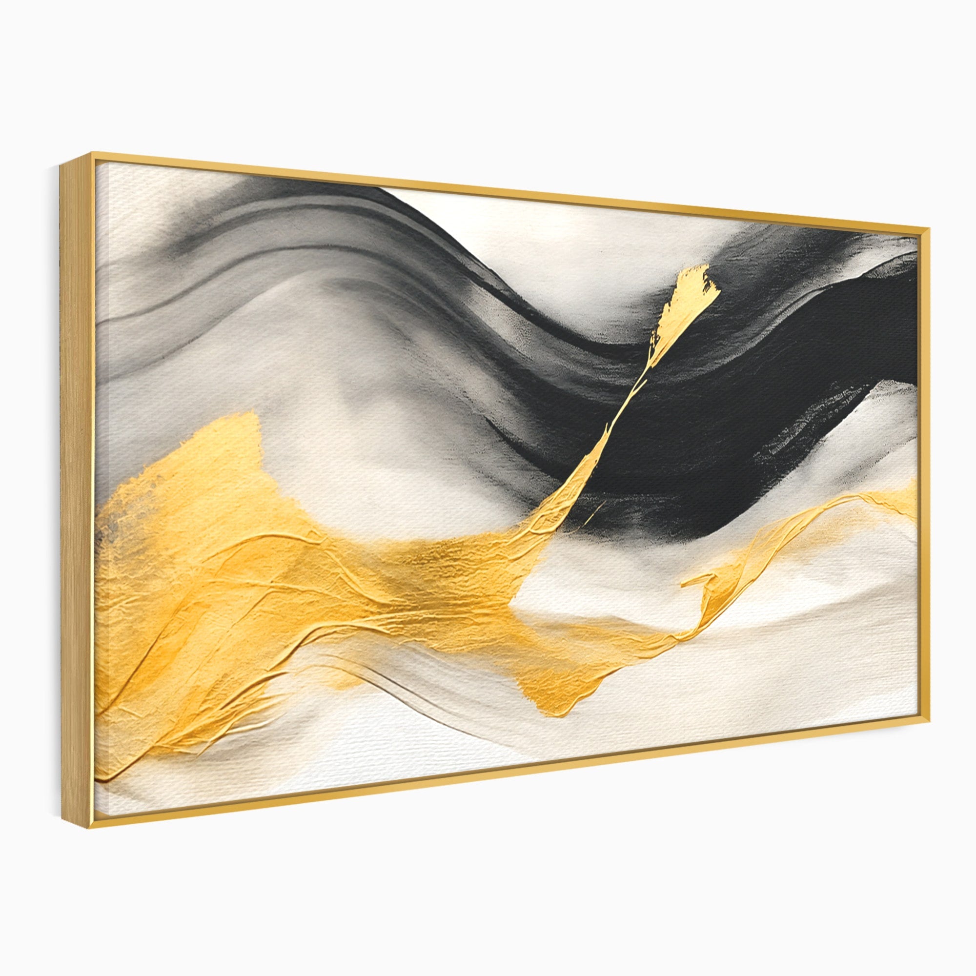 Tablou Canvas Premium LuxCanva® C1325, Fluiditate Aurie, Abstract, Modern, Eleganta, Living, Dormitor, Culori Vibrante