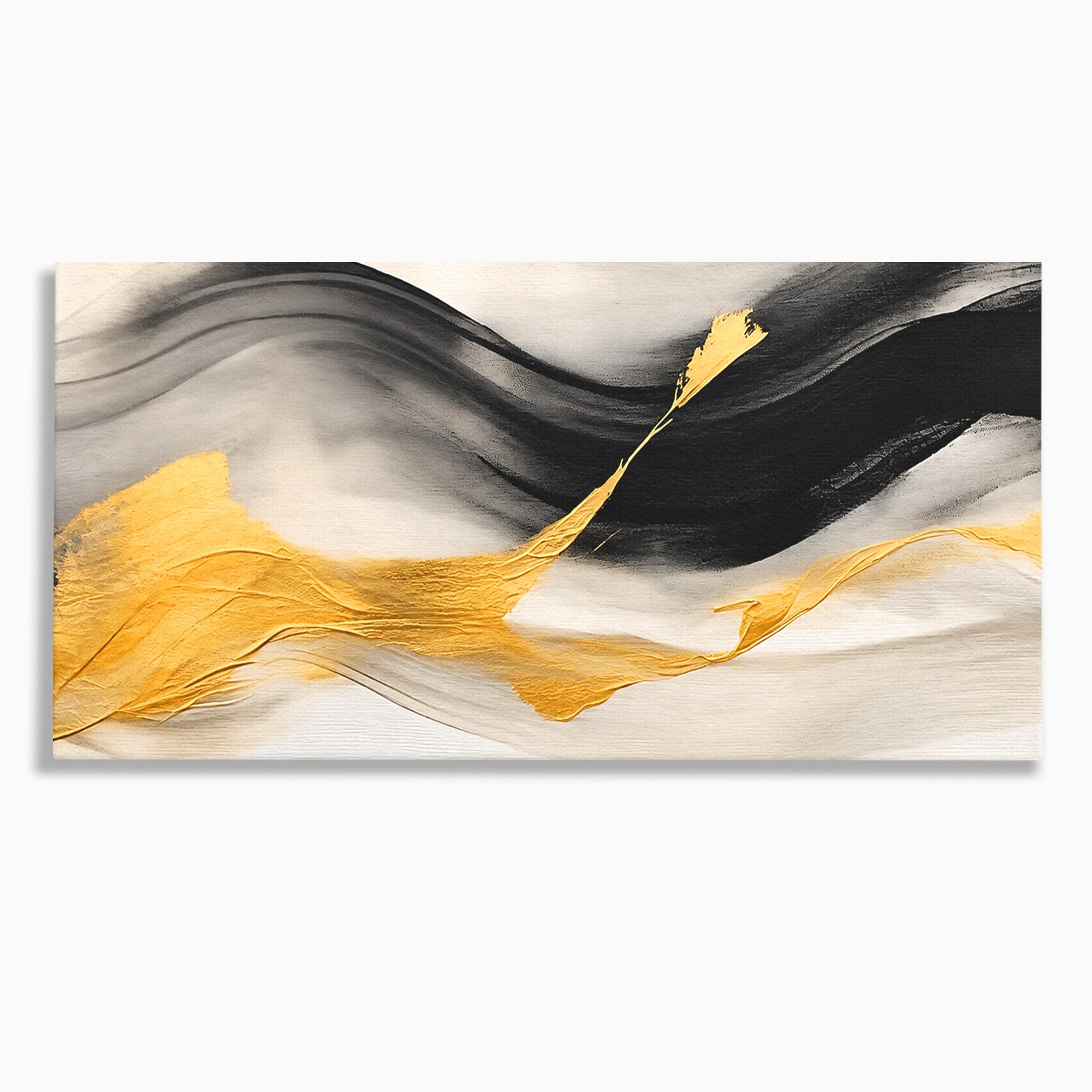 Tablou Canvas Premium LuxCanva® C1325, Fluiditate Aurie, Abstract, Modern, Eleganta, Living, Dormitor, Culori Vibrante
