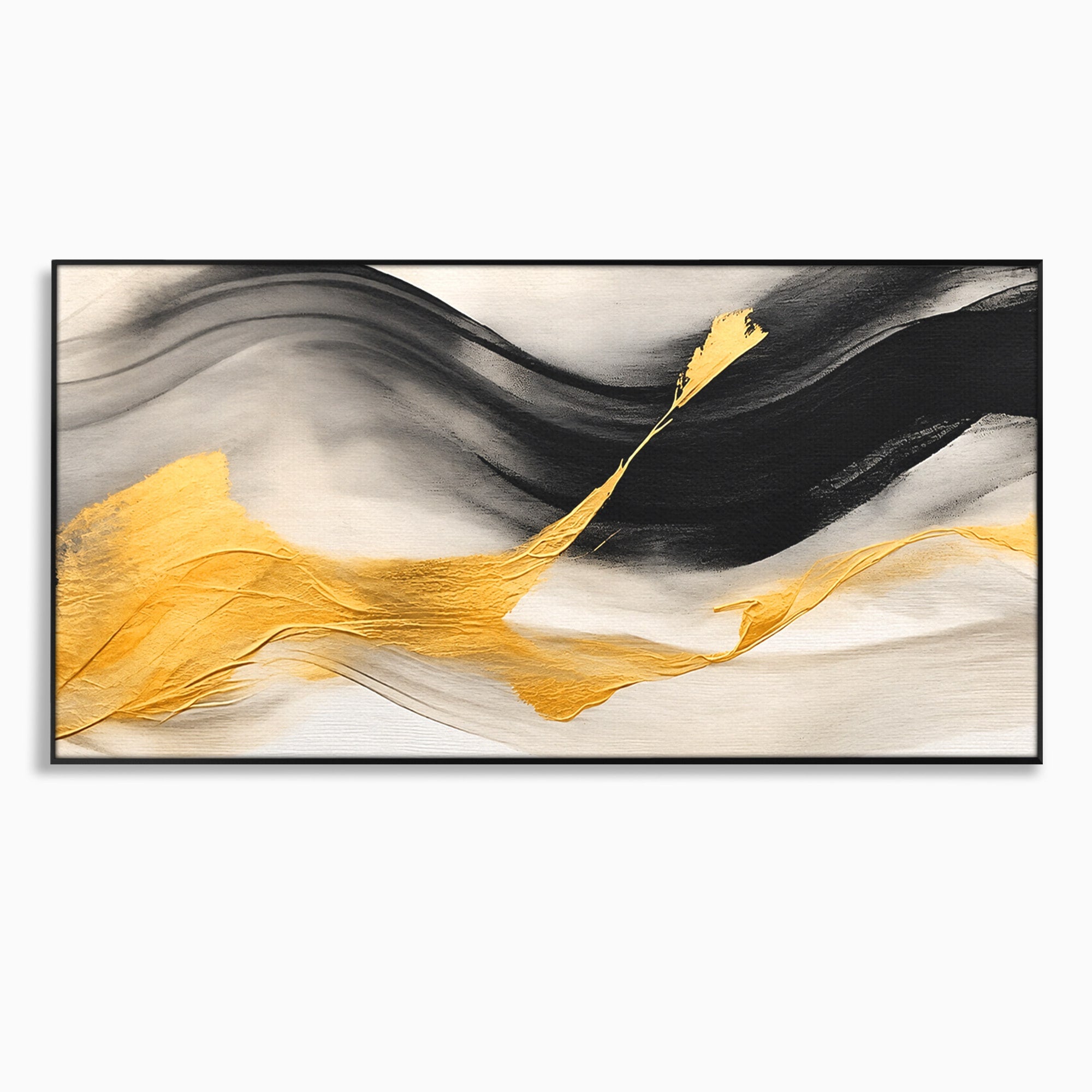 Tablou Canvas Premium LuxCanva® C1325, Fluiditate Aurie, Abstract, Modern, Eleganta, Living, Dormitor, Culori Vibrante