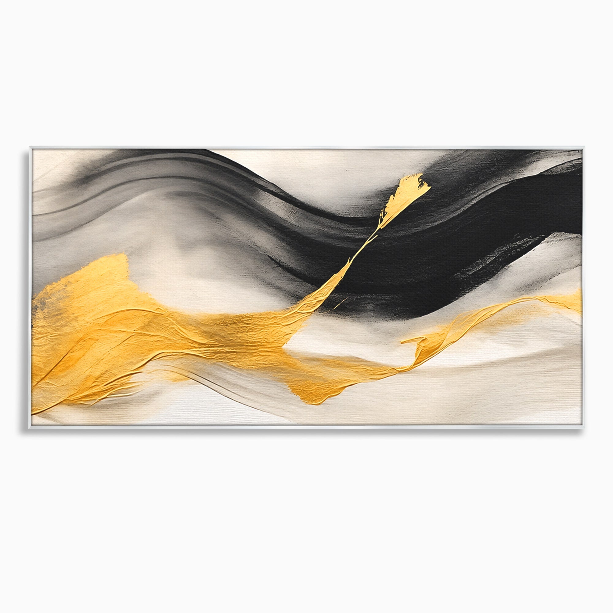 Tablou Canvas Premium LuxCanva® C1325, Fluiditate Aurie, Abstract, Modern, Eleganta, Living, Dormitor, Culori Vibrante