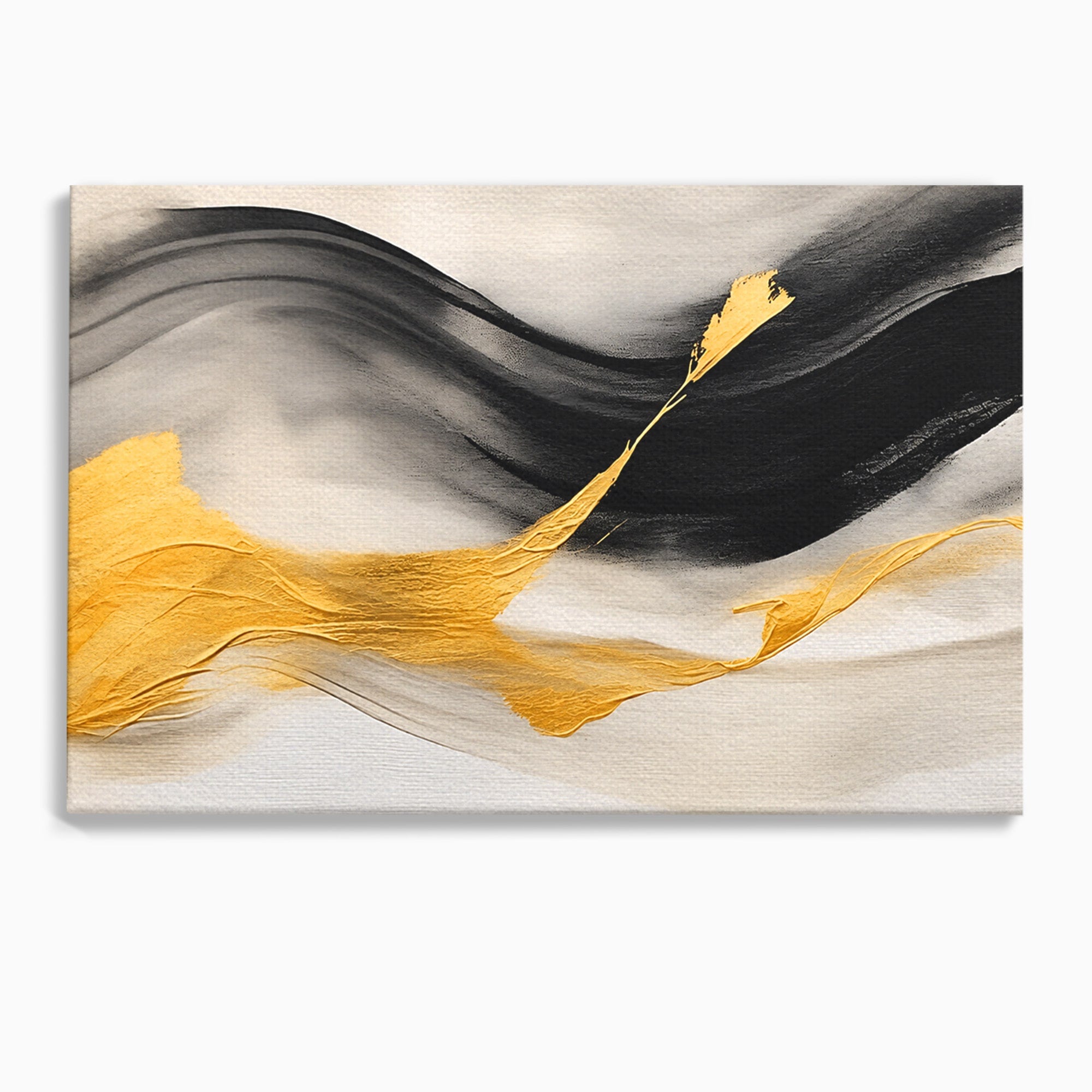 Tablou Canvas Premium LuxCanva® C1325, Fluiditate Aurie, Abstract, Modern, Eleganta, Living, Dormitor, Culori Vibrante