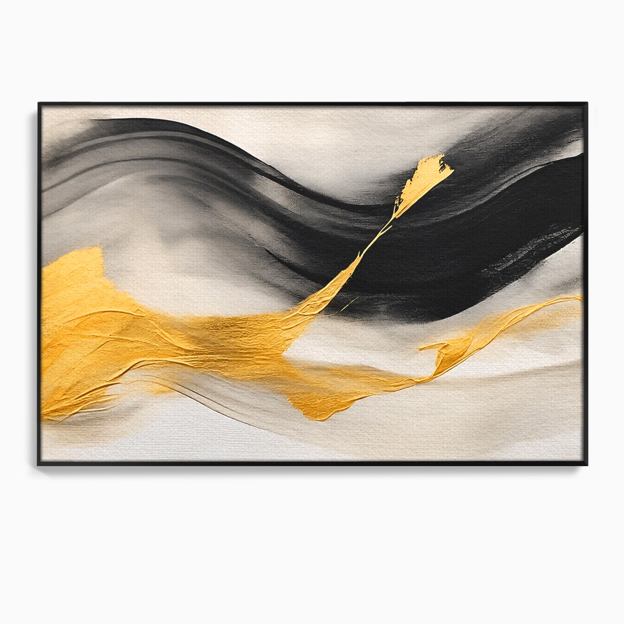 Tablou Canvas Premium LuxCanva® C1325, Fluiditate Aurie, Abstract, Modern, Eleganta, Living, Dormitor, Culori Vibrante