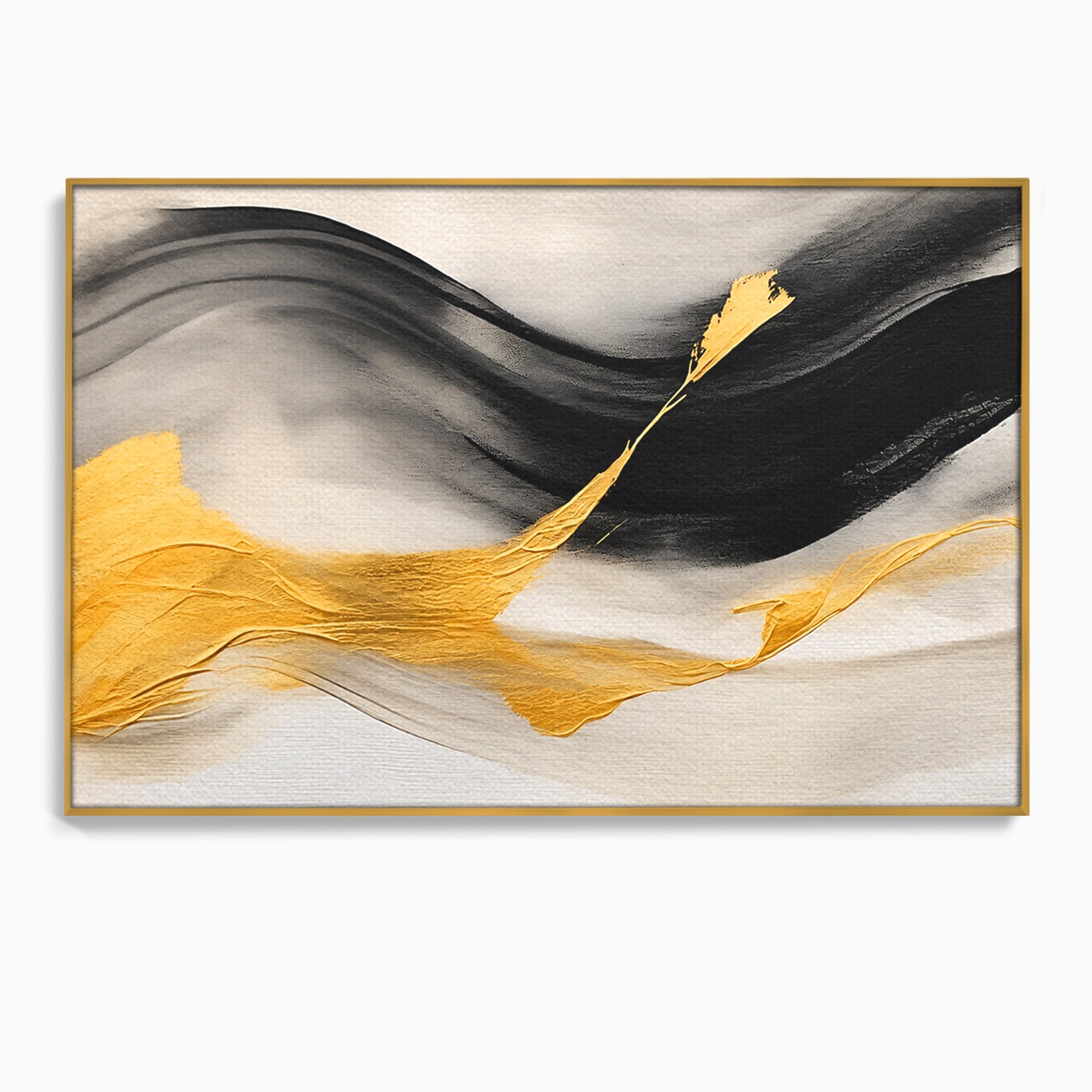 Tablou Canvas Premium LuxCanva® C1325, Fluiditate Aurie, Abstract, Modern, Eleganta, Living, Dormitor, Culori Vibrante