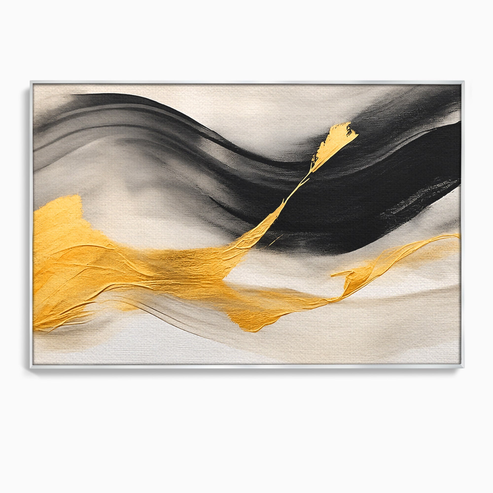 Tablou Canvas Premium LuxCanva® C1325, Fluiditate Aurie, Abstract, Modern, Eleganta, Living, Dormitor, Culori Vibrante