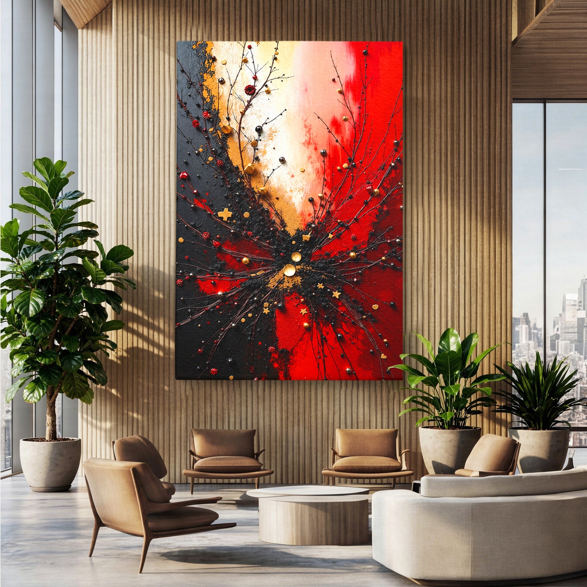 Tablou Canvas Premium LuxCanva® C1326, Explozie Abstracta, Abstract, Arta Contemporana, Explozie, Dynamic, Living, Culori Vibrante