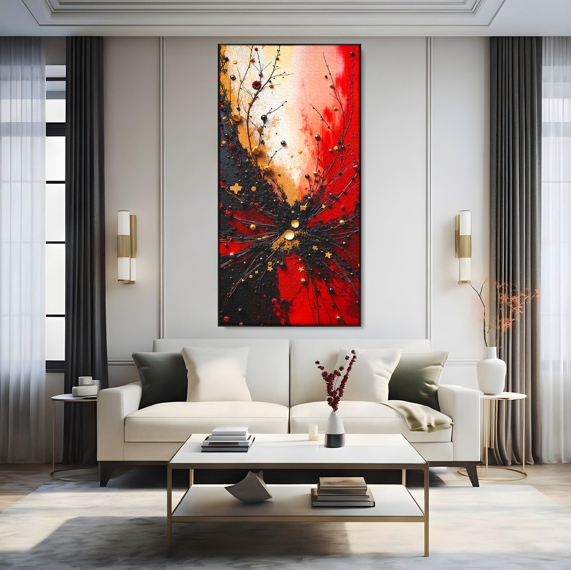 Tablou Canvas Premium LuxCanva® C1326, Explozie Abstracta, Abstract, Arta Contemporana, Explozie, Dynamic, Living, Culori Vibrante
