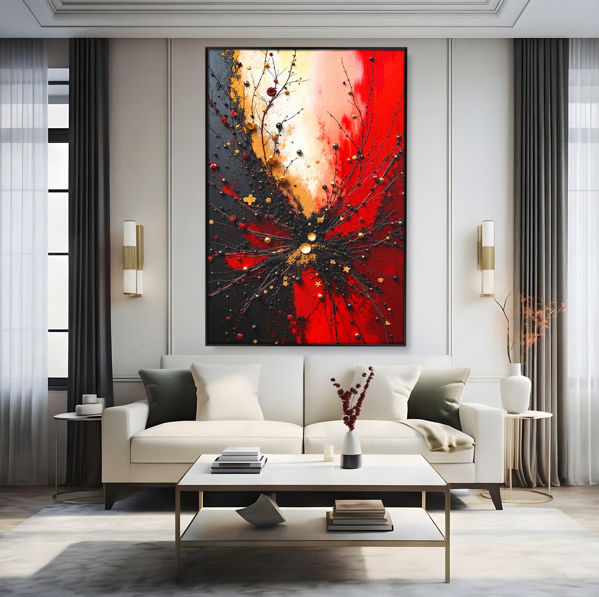 Tablou Canvas Premium LuxCanva® C1326, Explozie Abstracta, Abstract, Arta Contemporana, Explozie, Dynamic, Living, Culori Vibrante