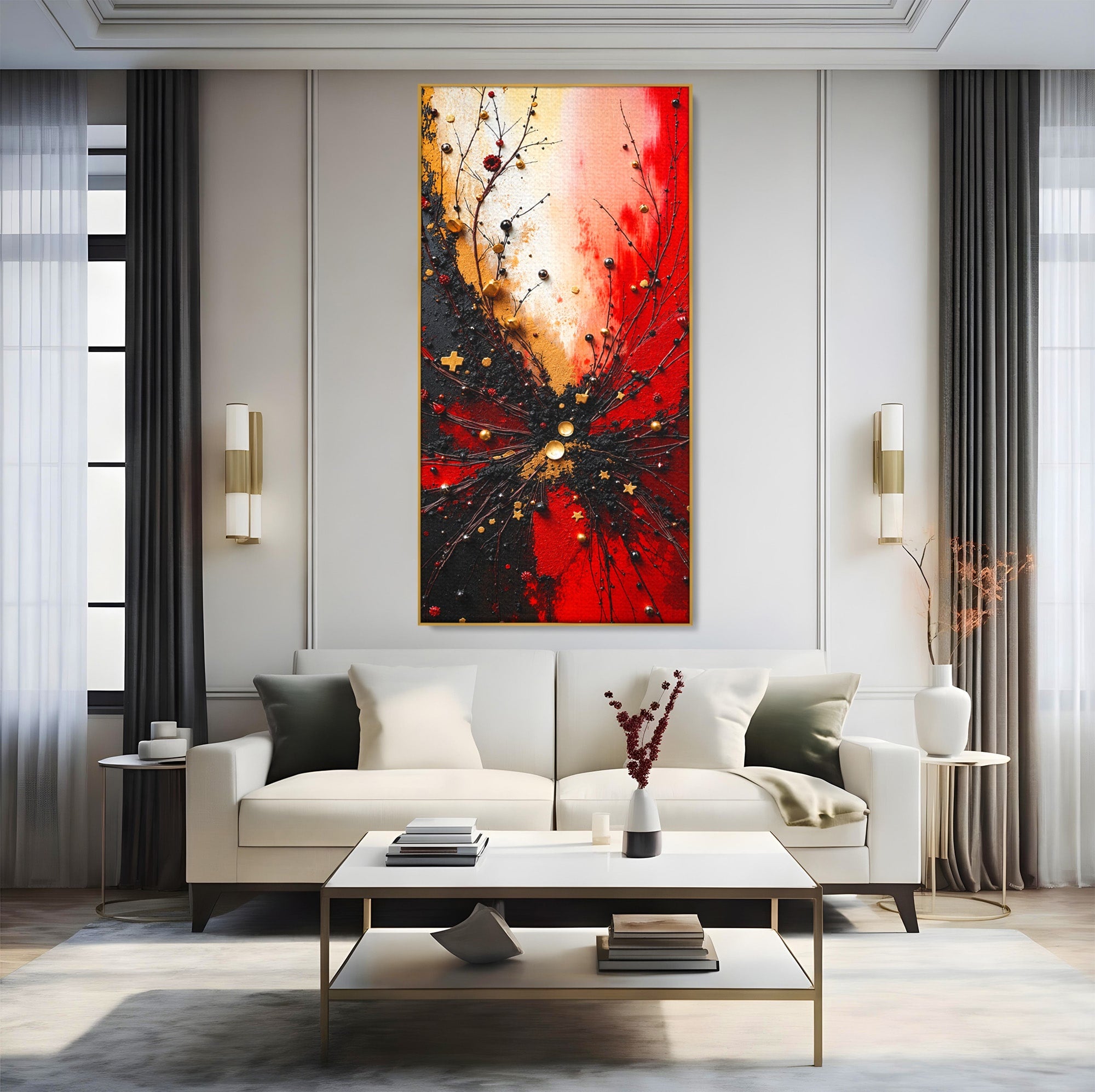 Tablou Canvas Premium LuxCanva® C1326, Explozie Abstracta, Abstract, Arta Contemporana, Explozie, Dynamic, Living, Culori Vibrante