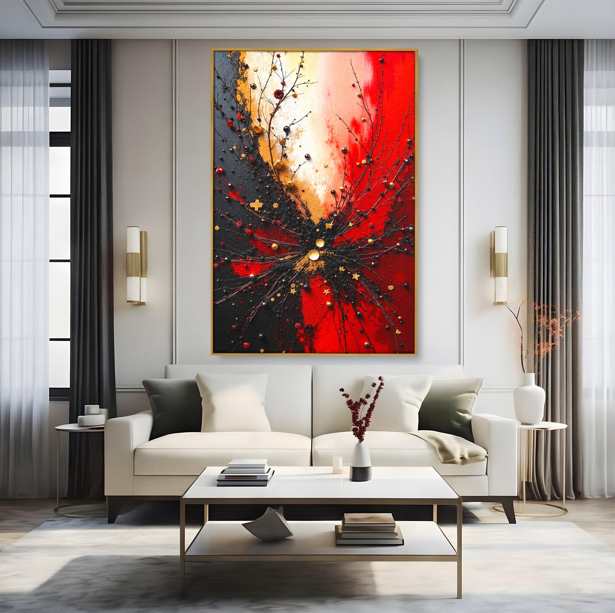 Tablou Canvas Premium LuxCanva® C1326, Explozie Abstracta, Abstract, Arta Contemporana, Explozie, Dynamic, Living, Culori Vibrante