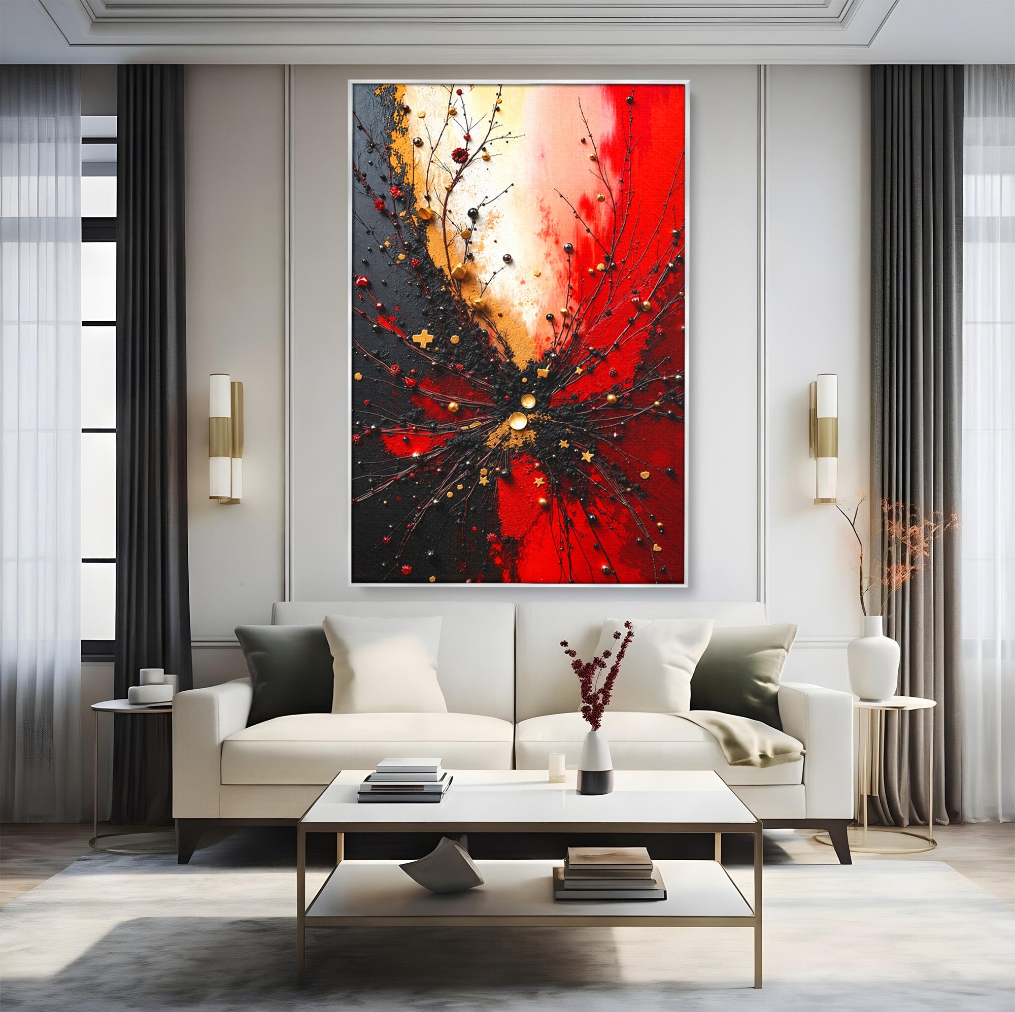 Tablou Canvas Premium LuxCanva® C1326, Explozie Abstracta, Abstract, Arta Contemporana, Explozie, Dynamic, Living, Culori Vibrante
