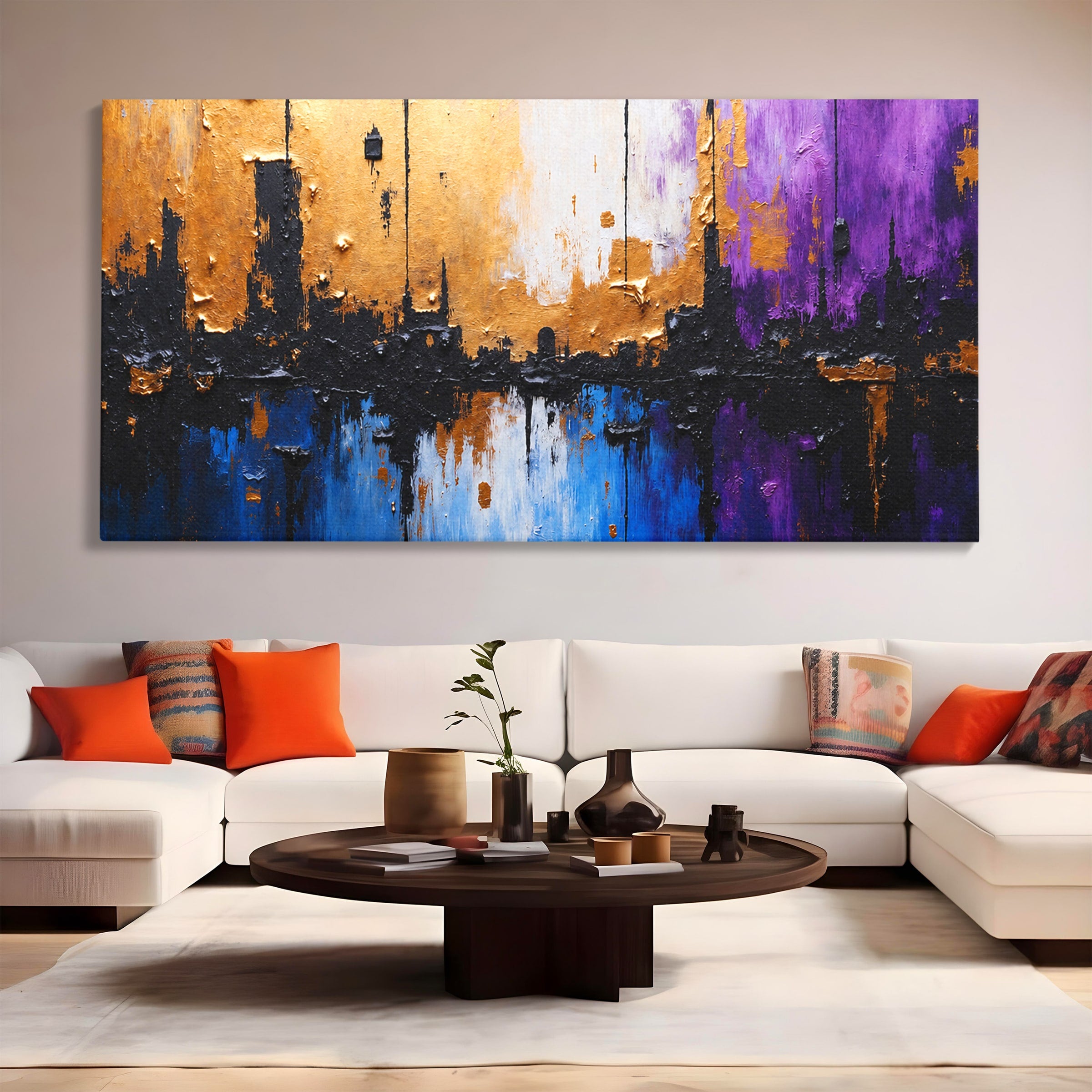 Tablou Canvas Premium LuxCanva® C1329, Orasul Abstract, Oras, Abstract, Peisaj Urban, Modern, Living, Culori Vibrante