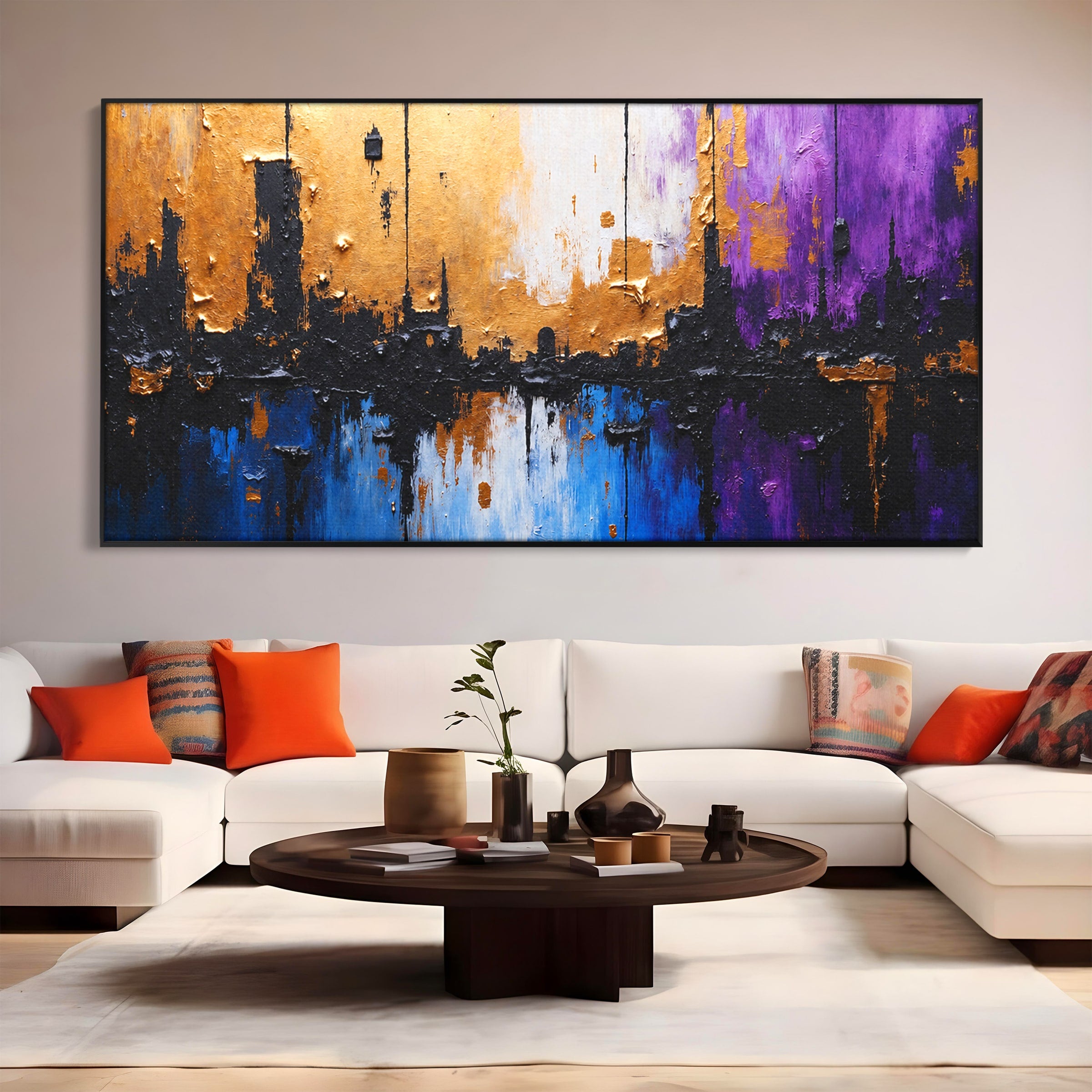Tablou Canvas Premium LuxCanva® C1329, Orasul Abstract, Oras, Abstract, Peisaj Urban, Modern, Living, Culori Vibrante