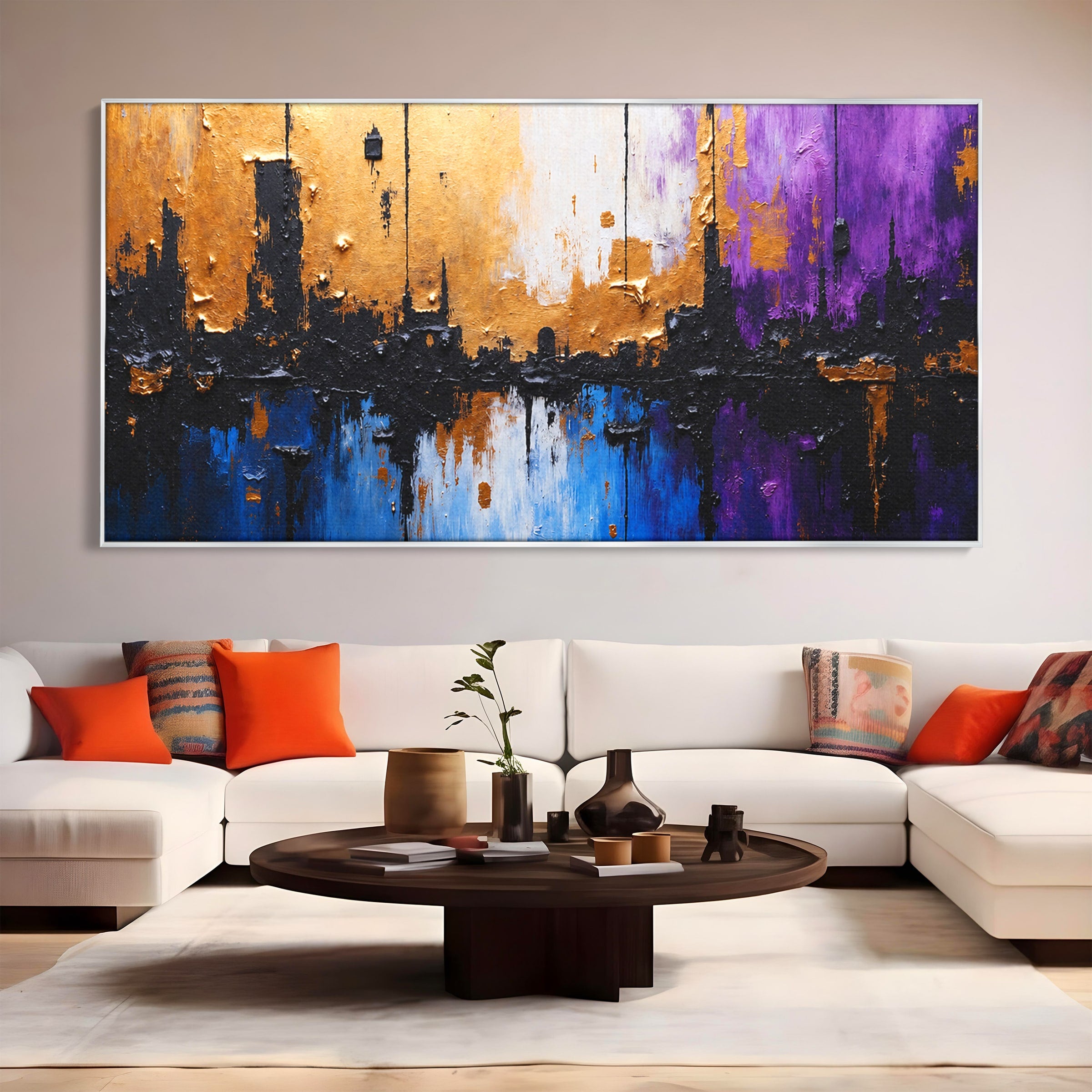 Tablou Canvas Premium LuxCanva® C1329, Orasul Abstract, Oras, Abstract, Peisaj Urban, Modern, Living, Culori Vibrante