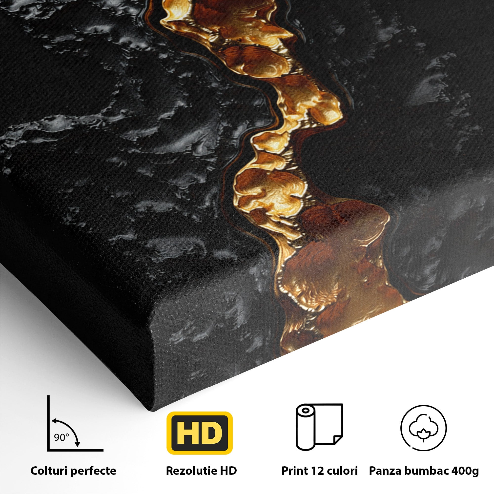Tablou Canvas Premium LuxCanva® C1331, Rau De Aur, Abstract, Textura, Modern, Birou, Eleganta, Culori Vibrante