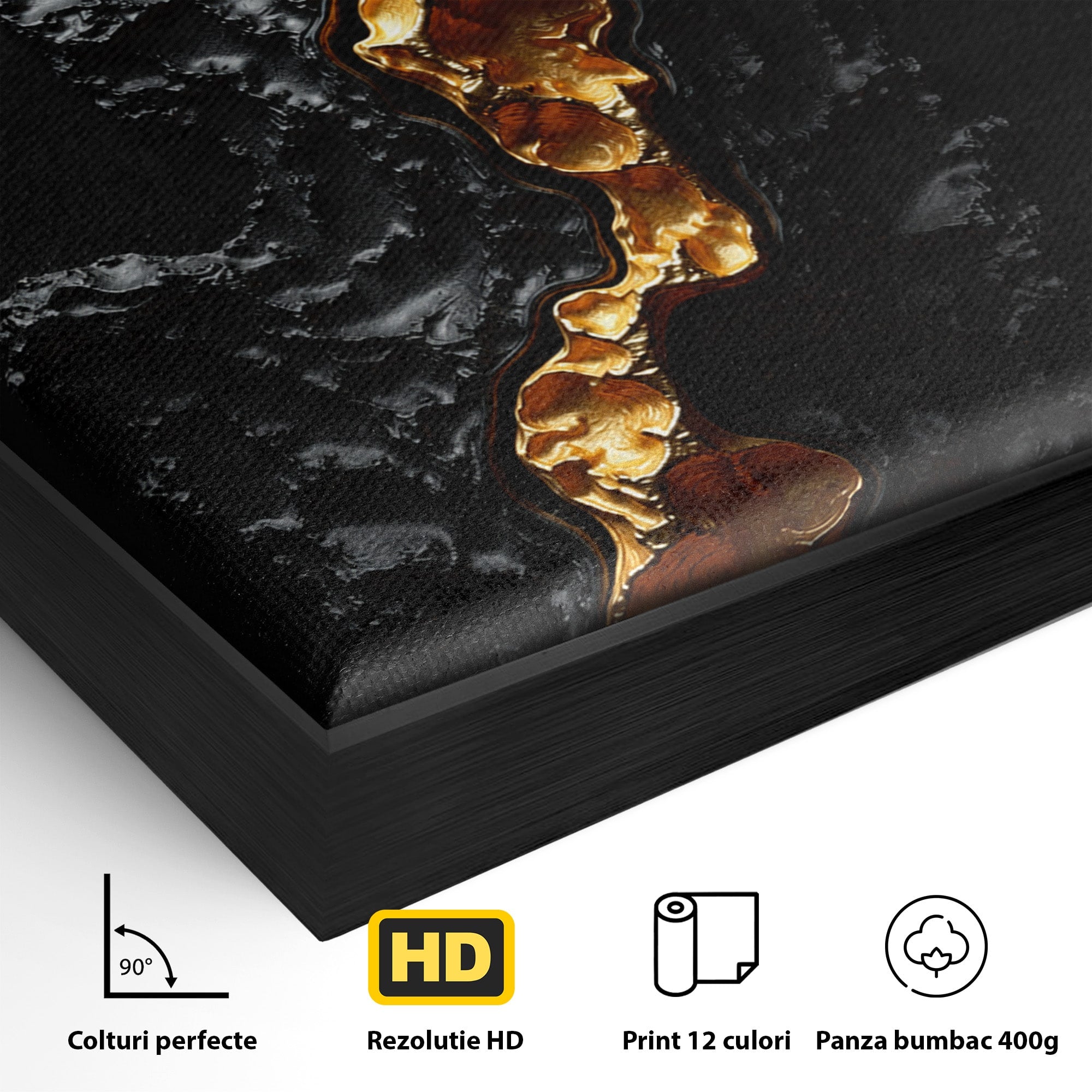 Tablou Canvas Premium LuxCanva® C1331, Rau De Aur, Abstract, Textura, Modern, Birou, Eleganta, Culori Vibrante