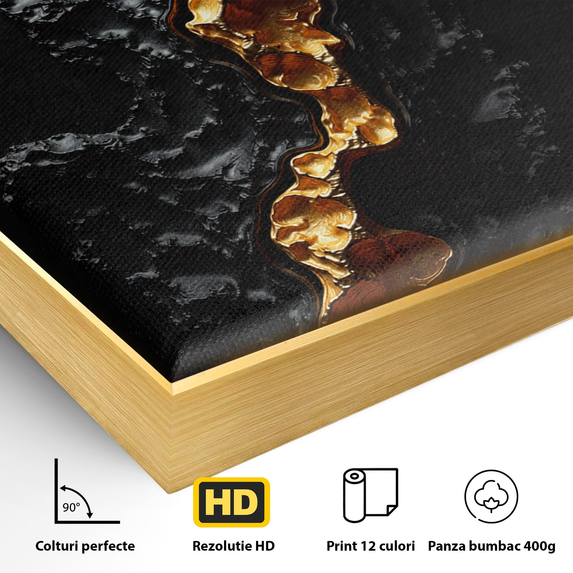 Tablou Canvas Premium LuxCanva® C1331, Rau De Aur, Abstract, Textura, Modern, Birou, Eleganta, Culori Vibrante