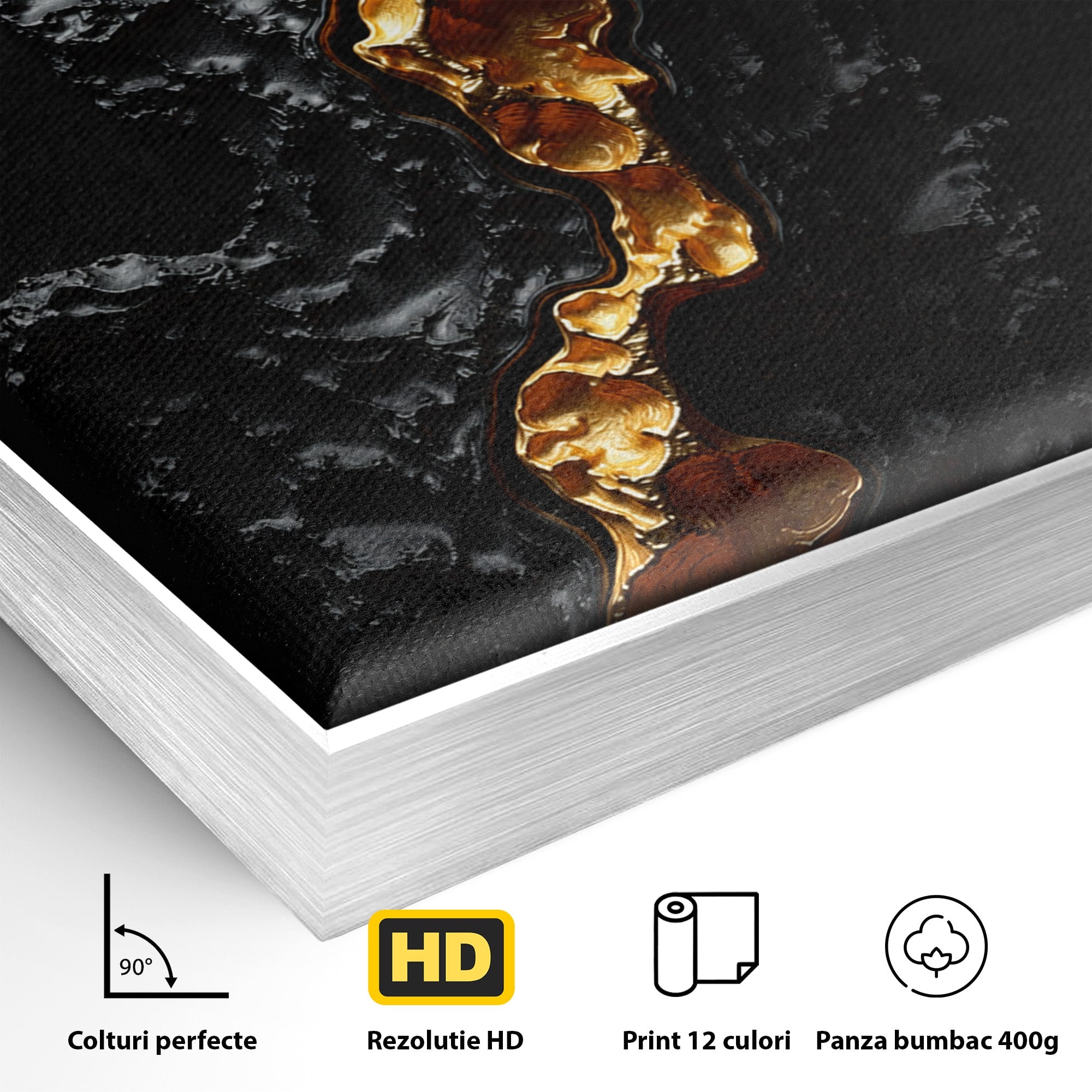 Tablou Canvas Premium LuxCanva® C1331, Rau De Aur, Abstract, Textura, Modern, Birou, Eleganta, Culori Vibrante