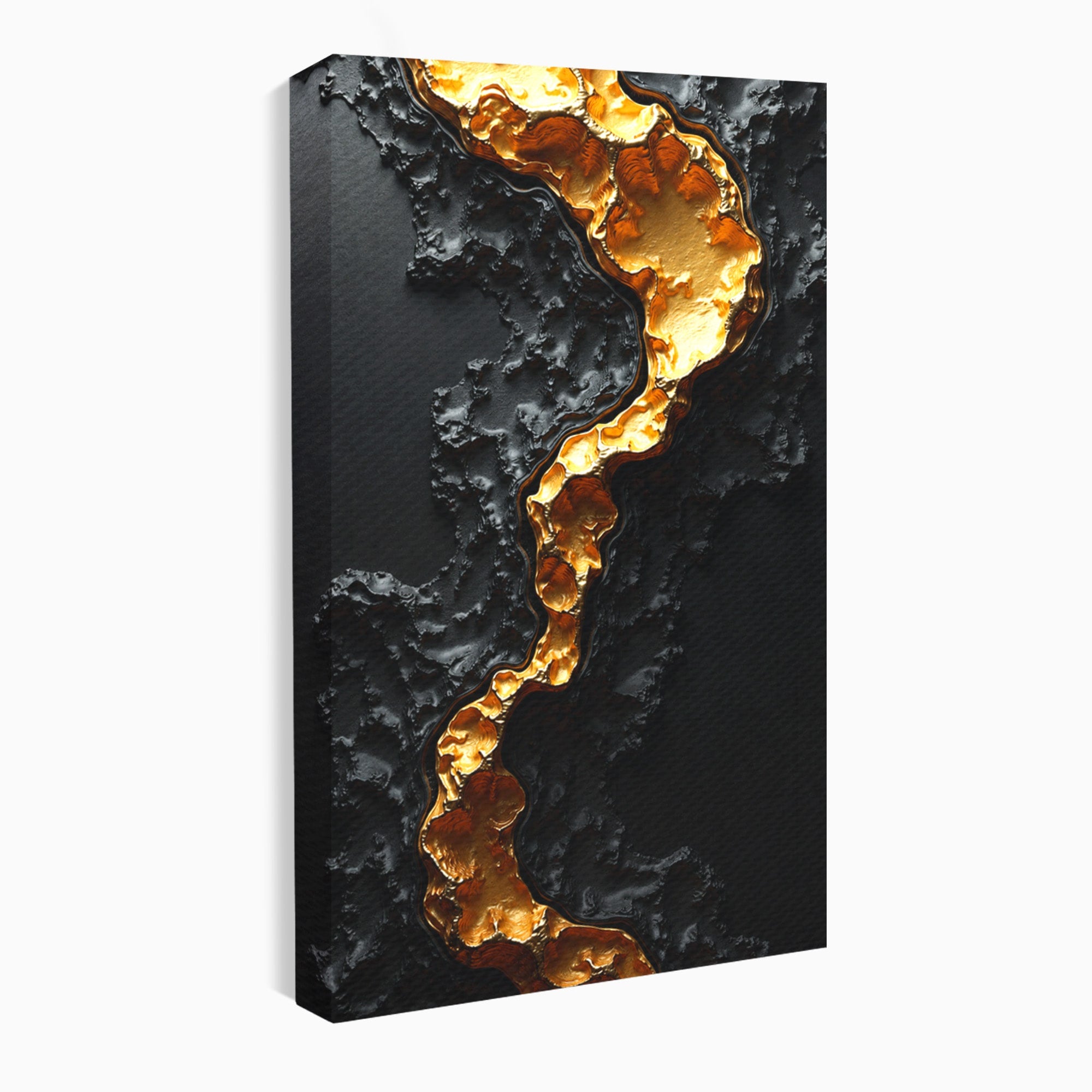 Tablou Canvas Premium LuxCanva® C1331, Rau De Aur, Abstract, Textura, Modern, Birou, Eleganta, Culori Vibrante