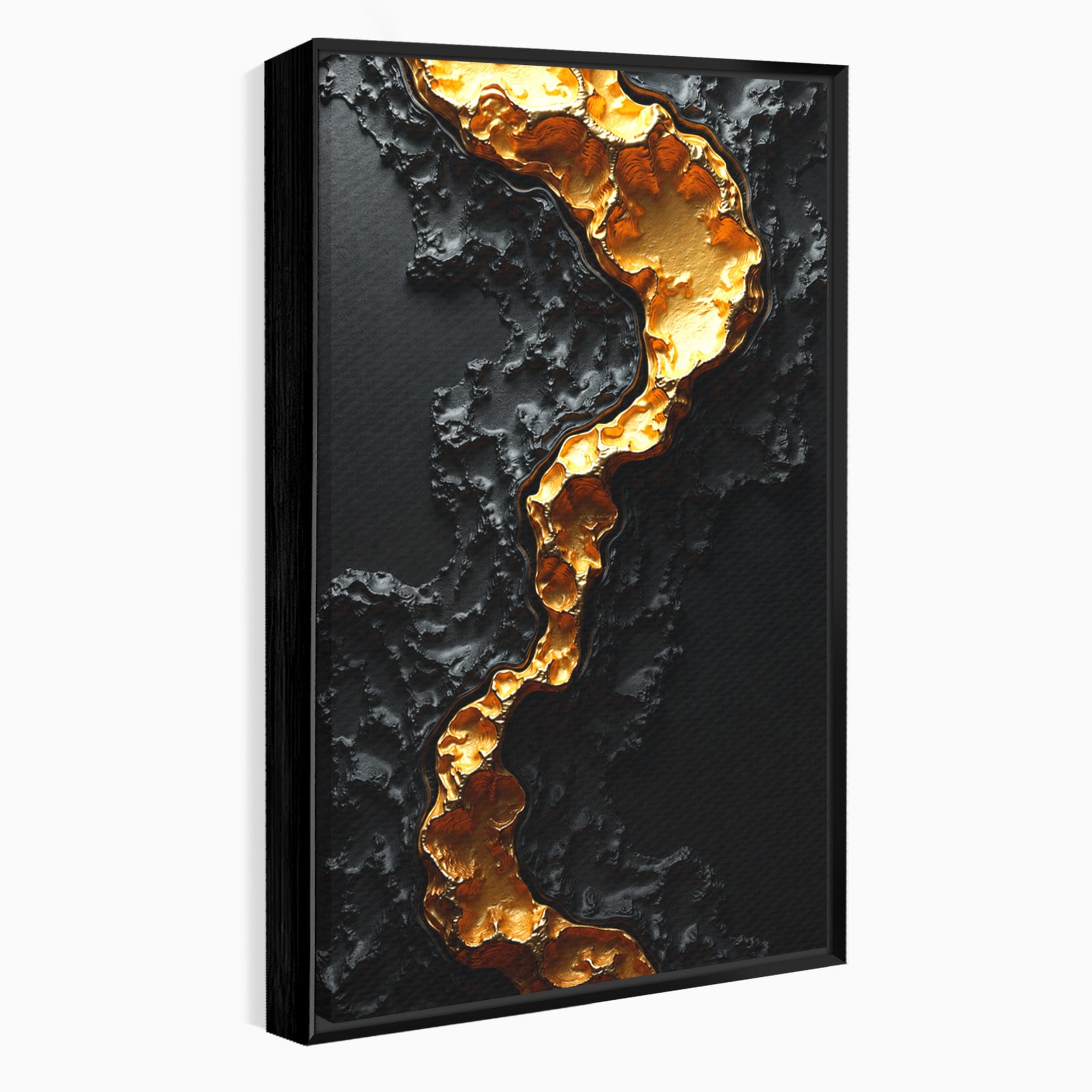 Tablou Canvas Premium LuxCanva® C1331, Rau De Aur, Abstract, Textura, Modern, Birou, Eleganta, Culori Vibrante