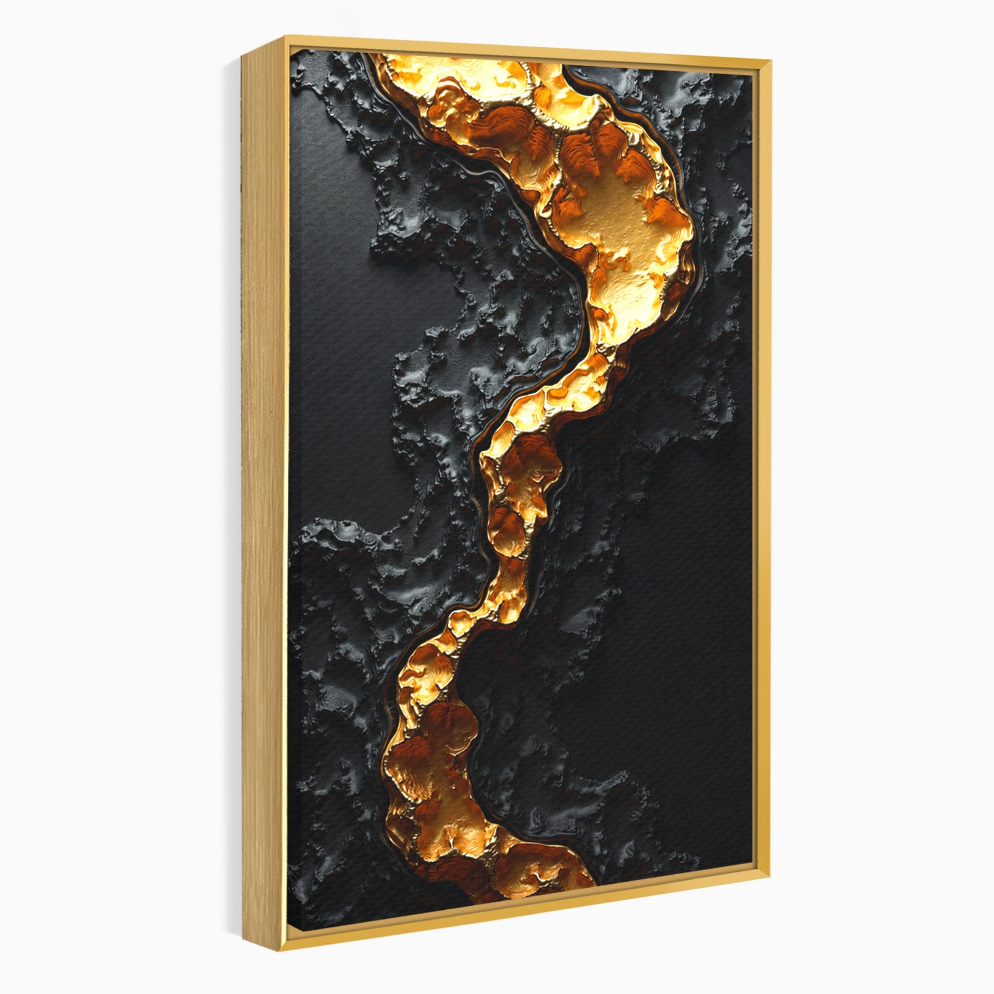 Tablou Canvas Premium LuxCanva® C1331, Rau De Aur, Abstract, Textura, Modern, Birou, Eleganta, Culori Vibrante