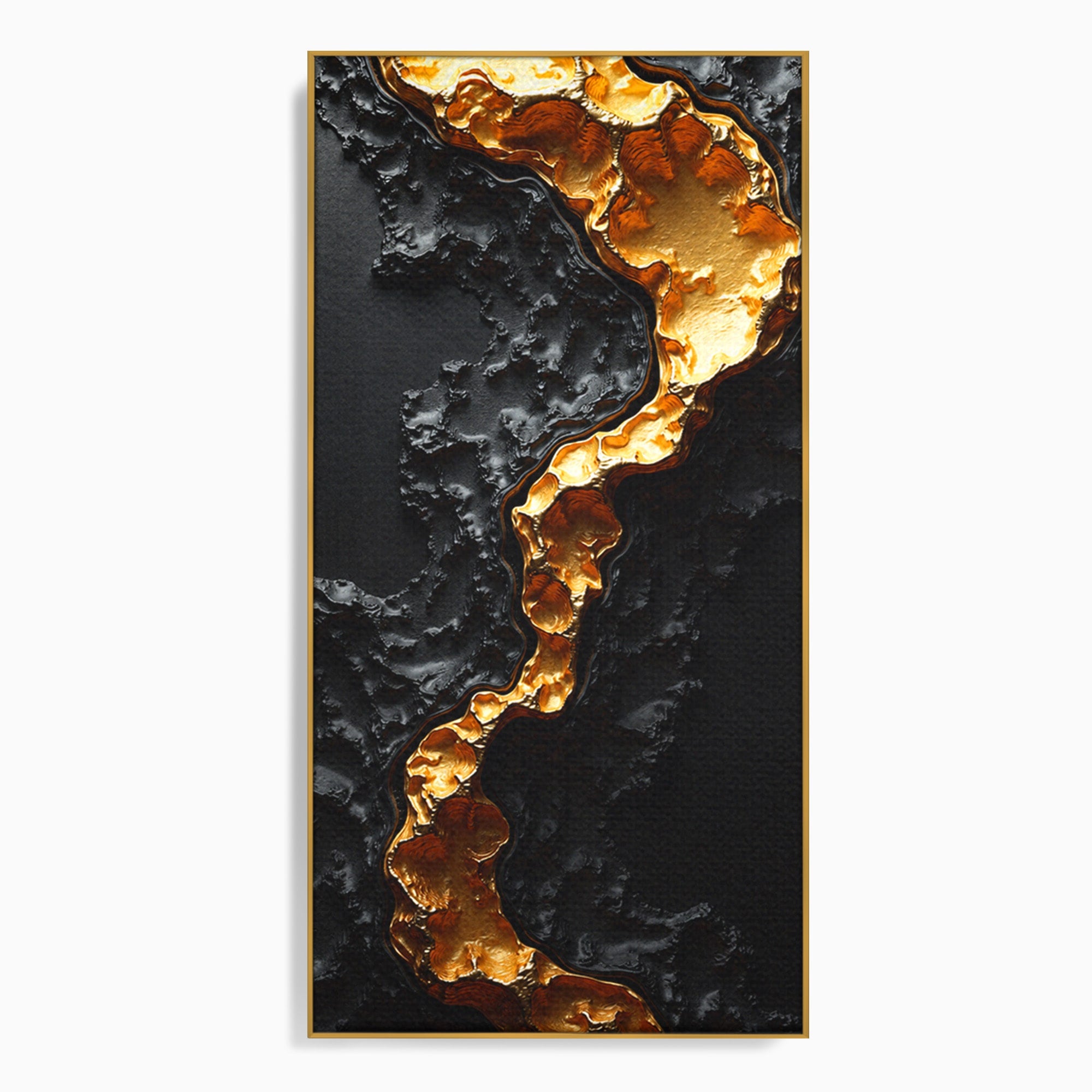 Tablou Canvas Premium LuxCanva® C1331, Rau De Aur, Abstract, Textura, Modern, Birou, Eleganta, Culori Vibrante