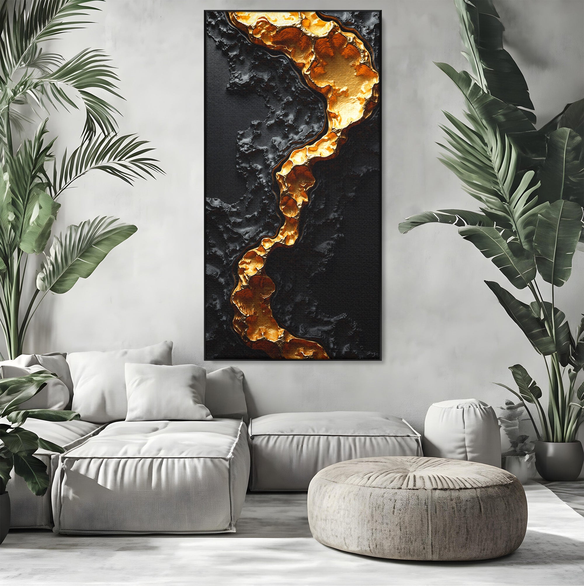 Tablou Canvas Premium LuxCanva® C1331, Rau De Aur, Abstract, Textura, Modern, Birou, Eleganta, Culori Vibrante