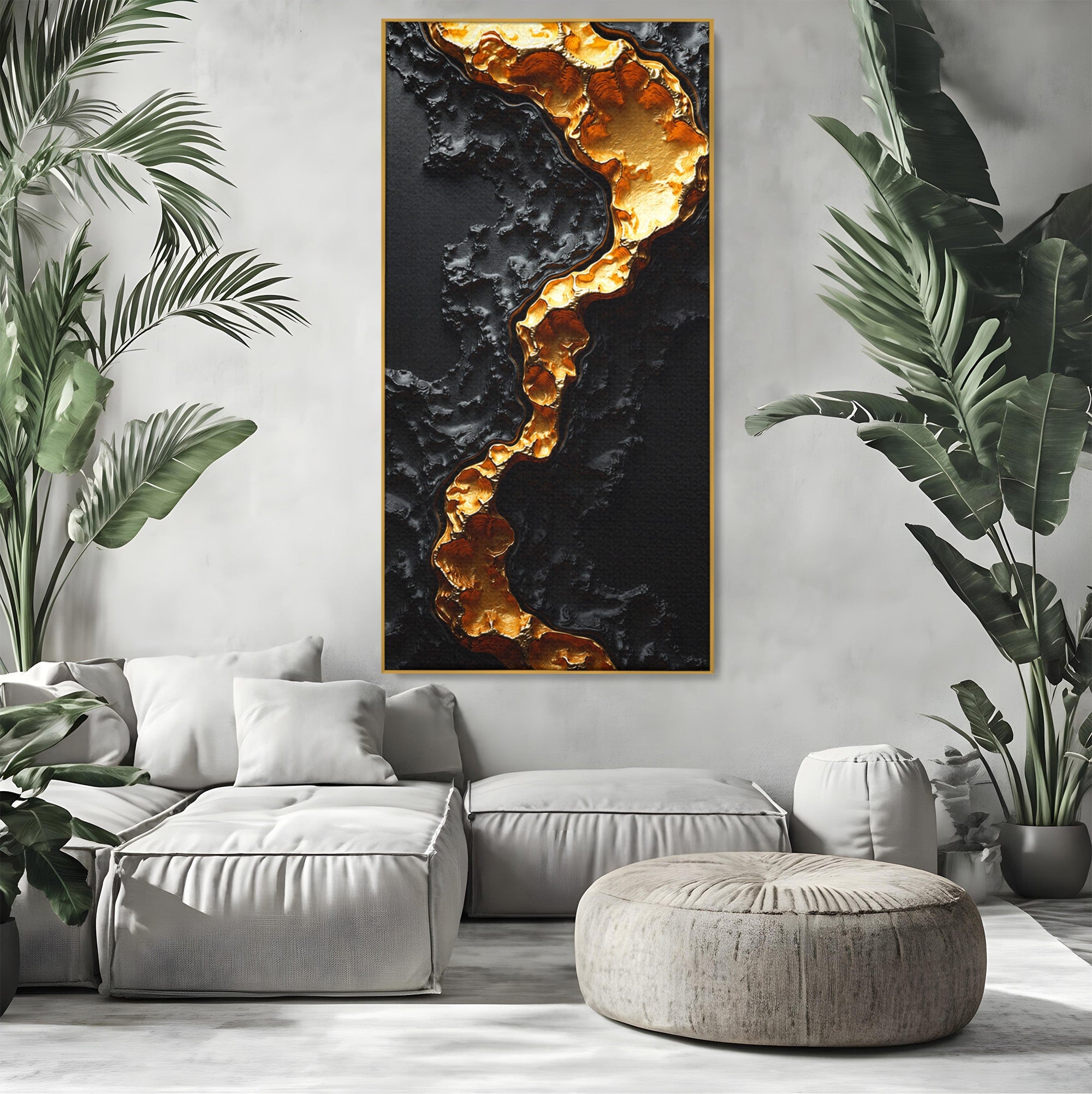 Tablou Canvas Premium LuxCanva® C1331, Rau De Aur, Abstract, Textura, Modern, Birou, Eleganta, Culori Vibrante