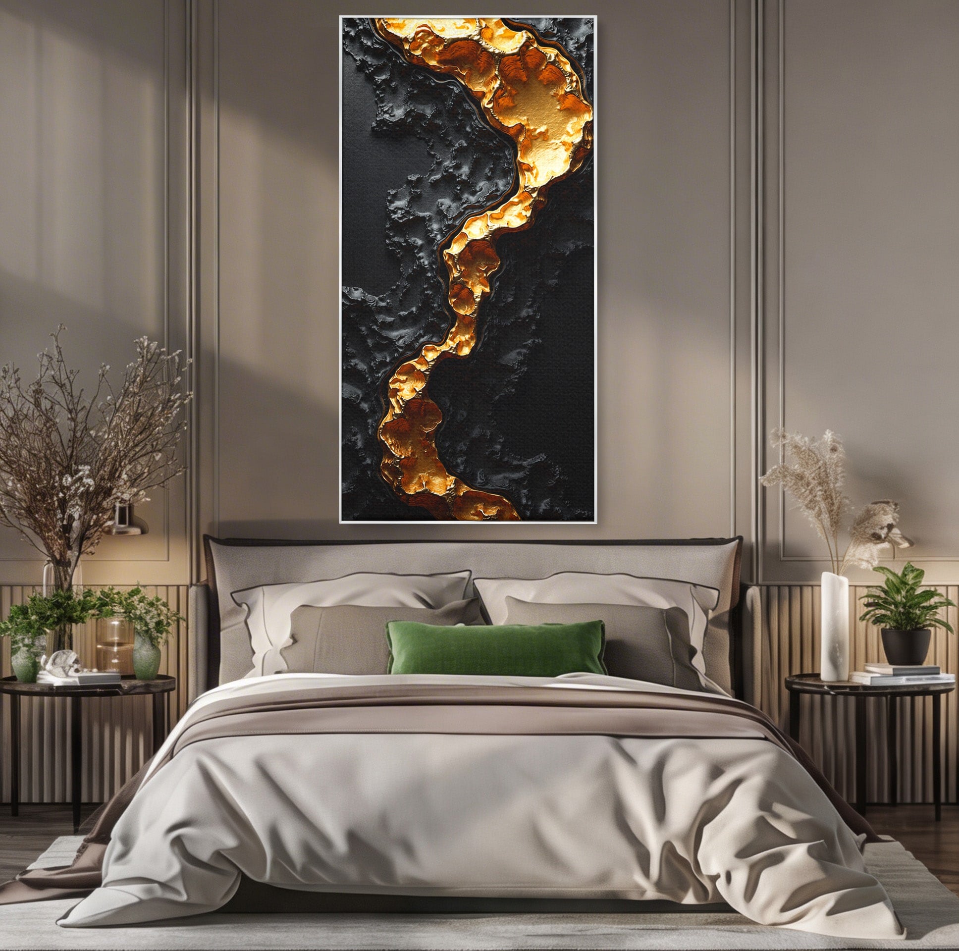 Tablou Canvas Premium LuxCanva® C1331, Rau De Aur, Abstract, Textura, Modern, Birou, Eleganta, Culori Vibrante