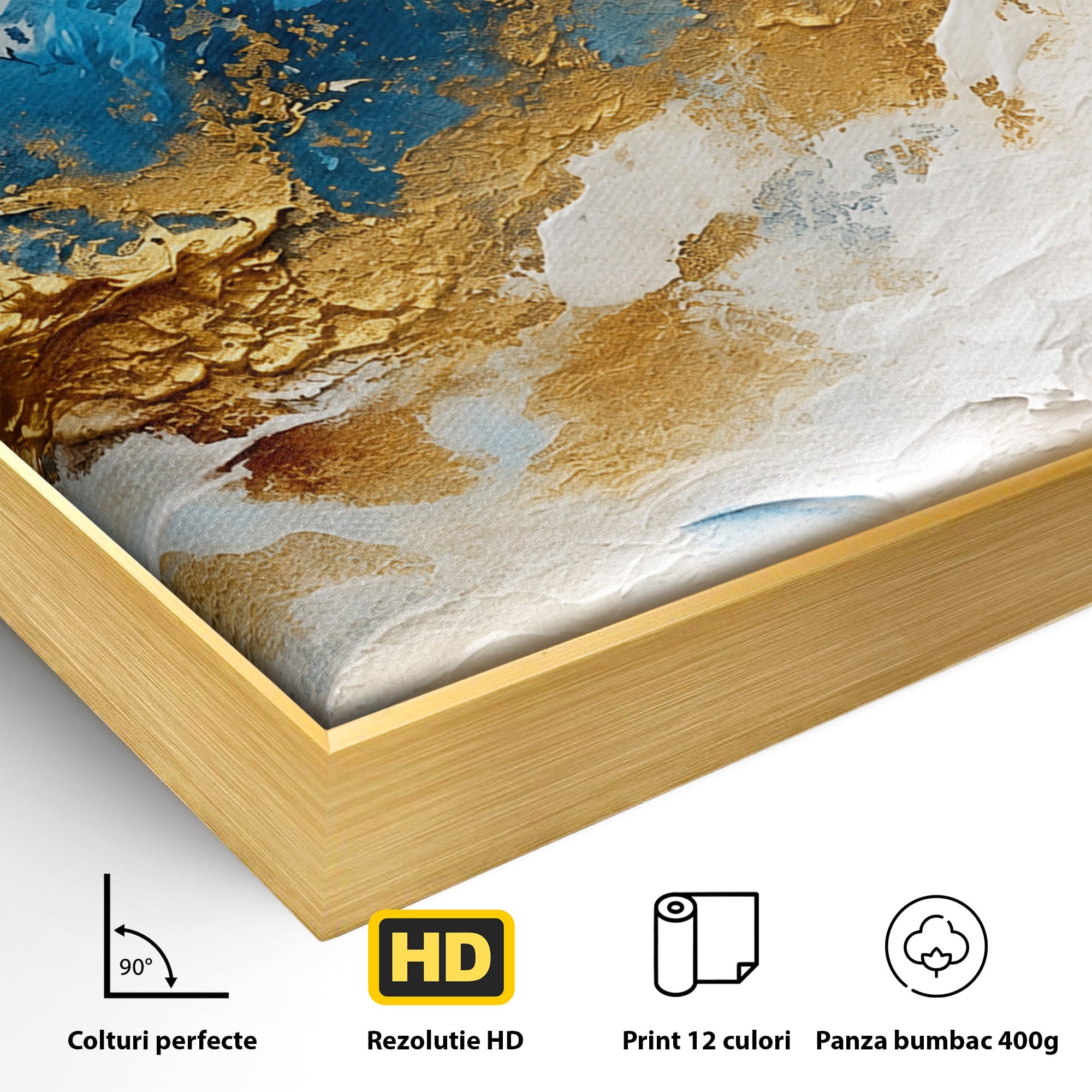 Tablou Canvas Premium LuxCanva® C1332, Abstractie Ceruleana, Abstractie, Textura, Modern, Birou, Living, Culori Vibrante