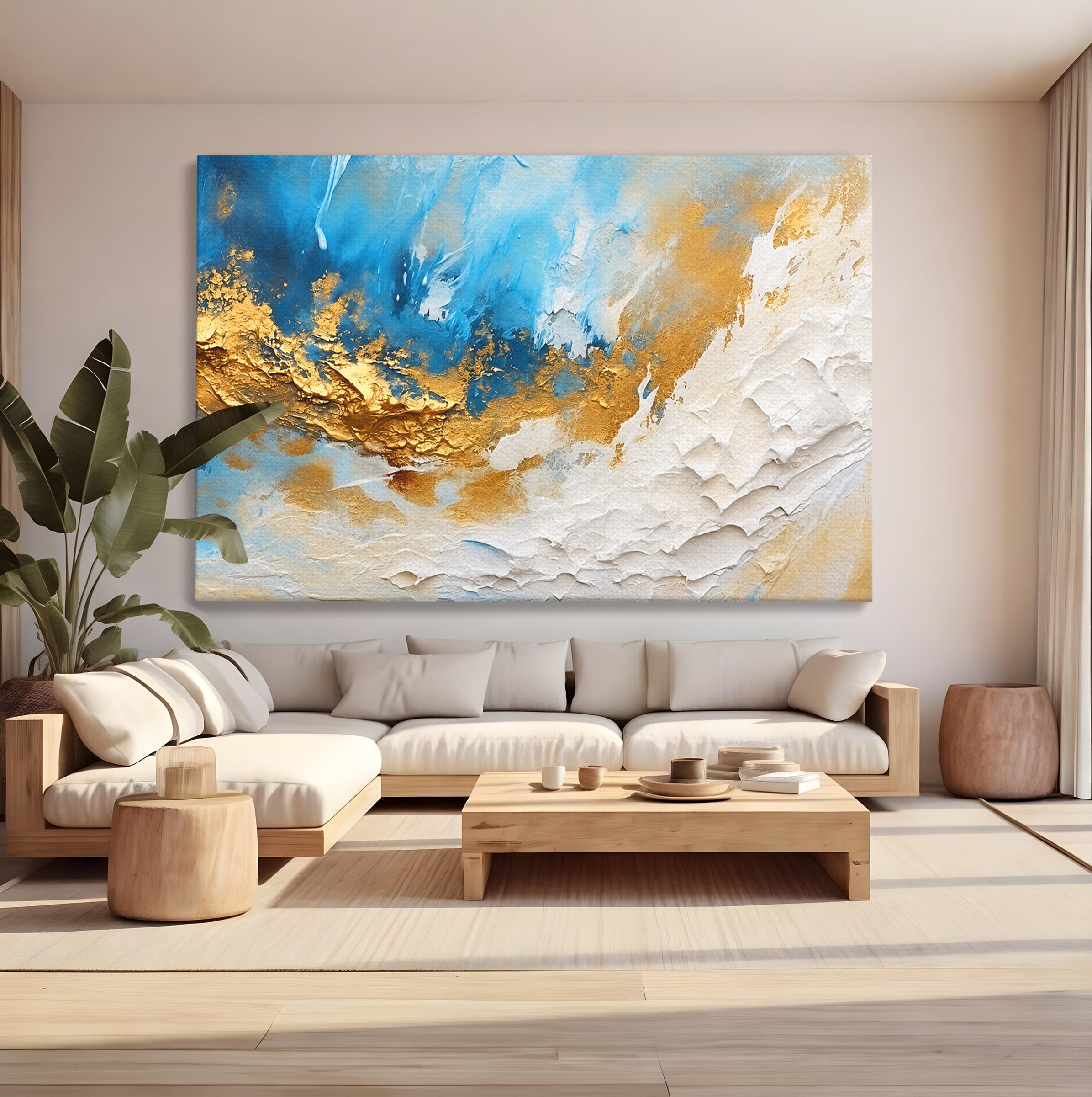 Tablou Canvas Premium LuxCanva® C1332, Abstractie Ceruleana, Abstractie, Textura, Modern, Birou, Living, Culori Vibrante